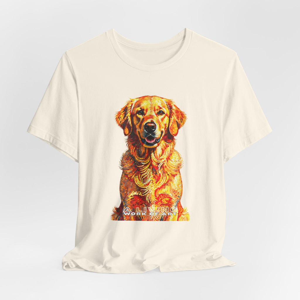 Golden Retriever Pointer T Shirt | Living Work of Art Collection | Pointillism Style