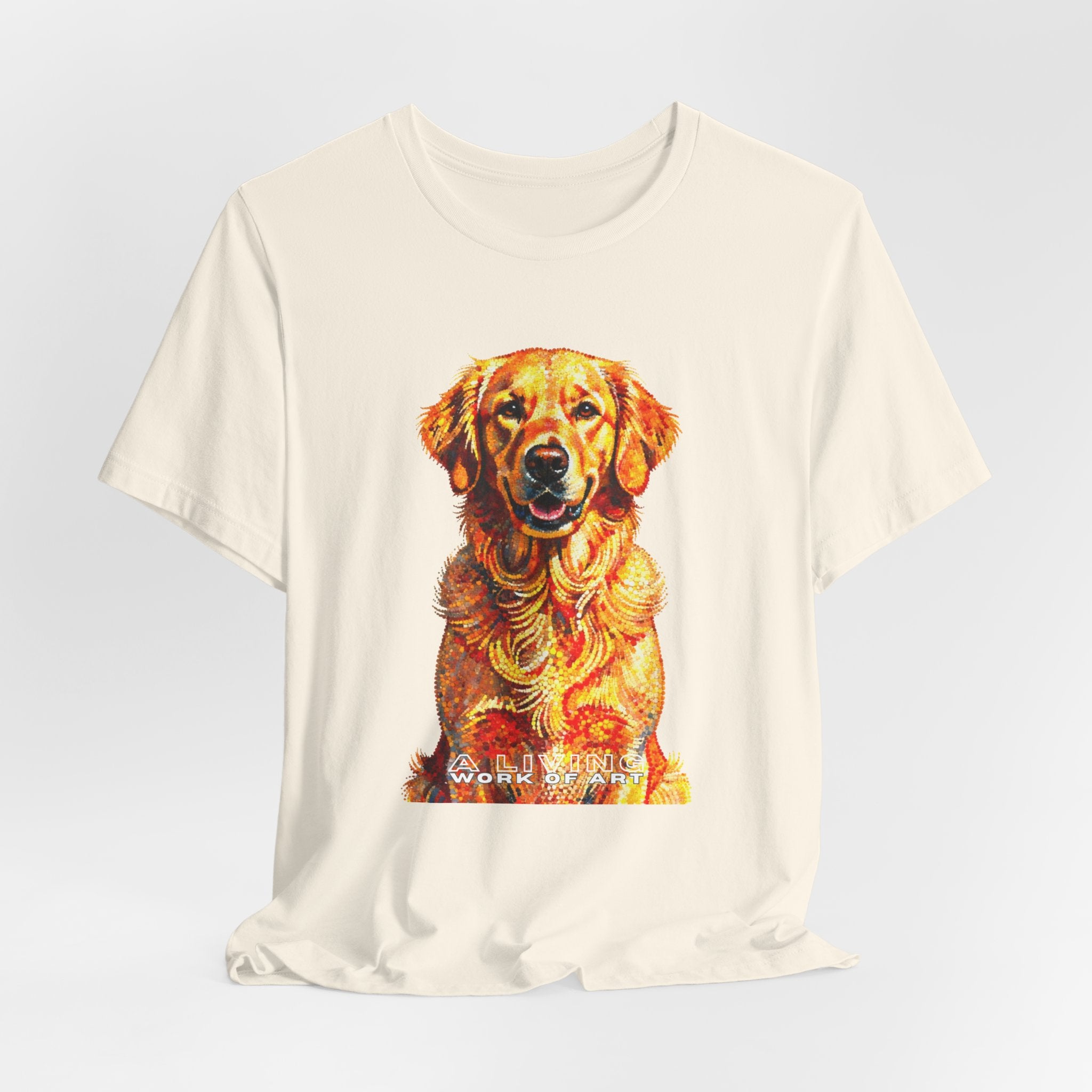 Golden Retriever Pointer T Shirt | Living Work of Art Collection | Pointillism Style