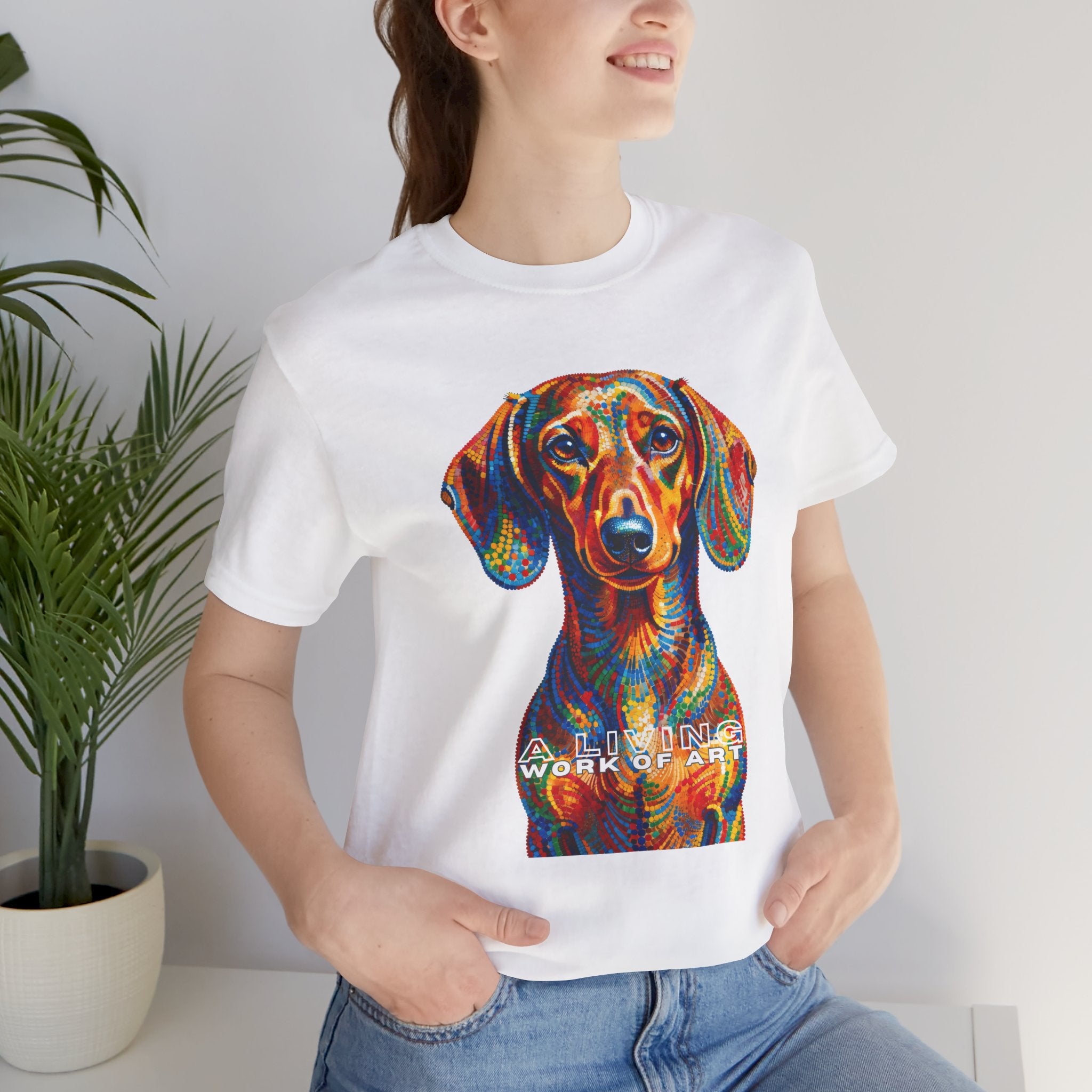 Dachshund T Shirt | Living Work of Art Collection | Pointillism Style