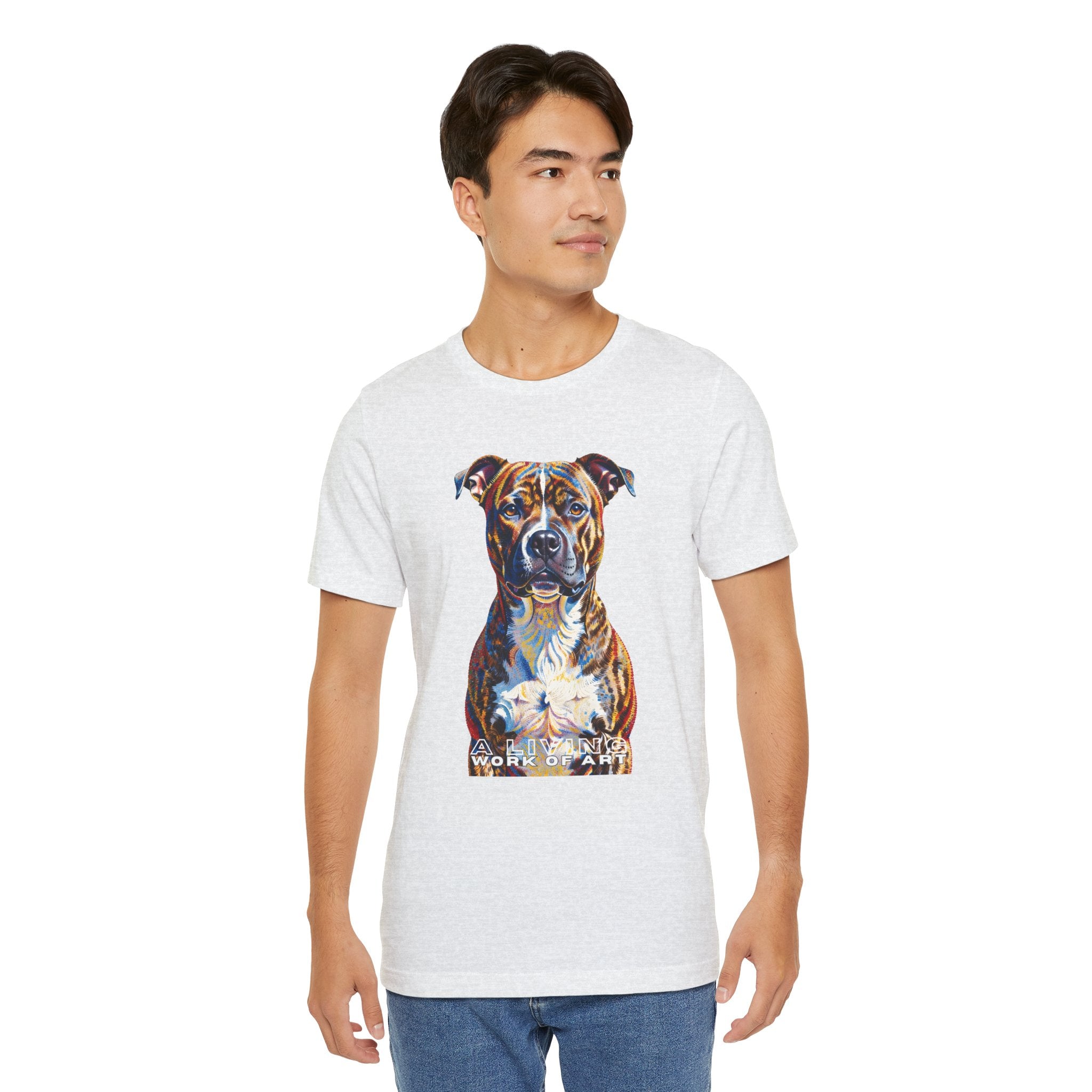 Staffordshire Bull Terrier T Shirt | Living Work of Art Collection | Pointillism Style
