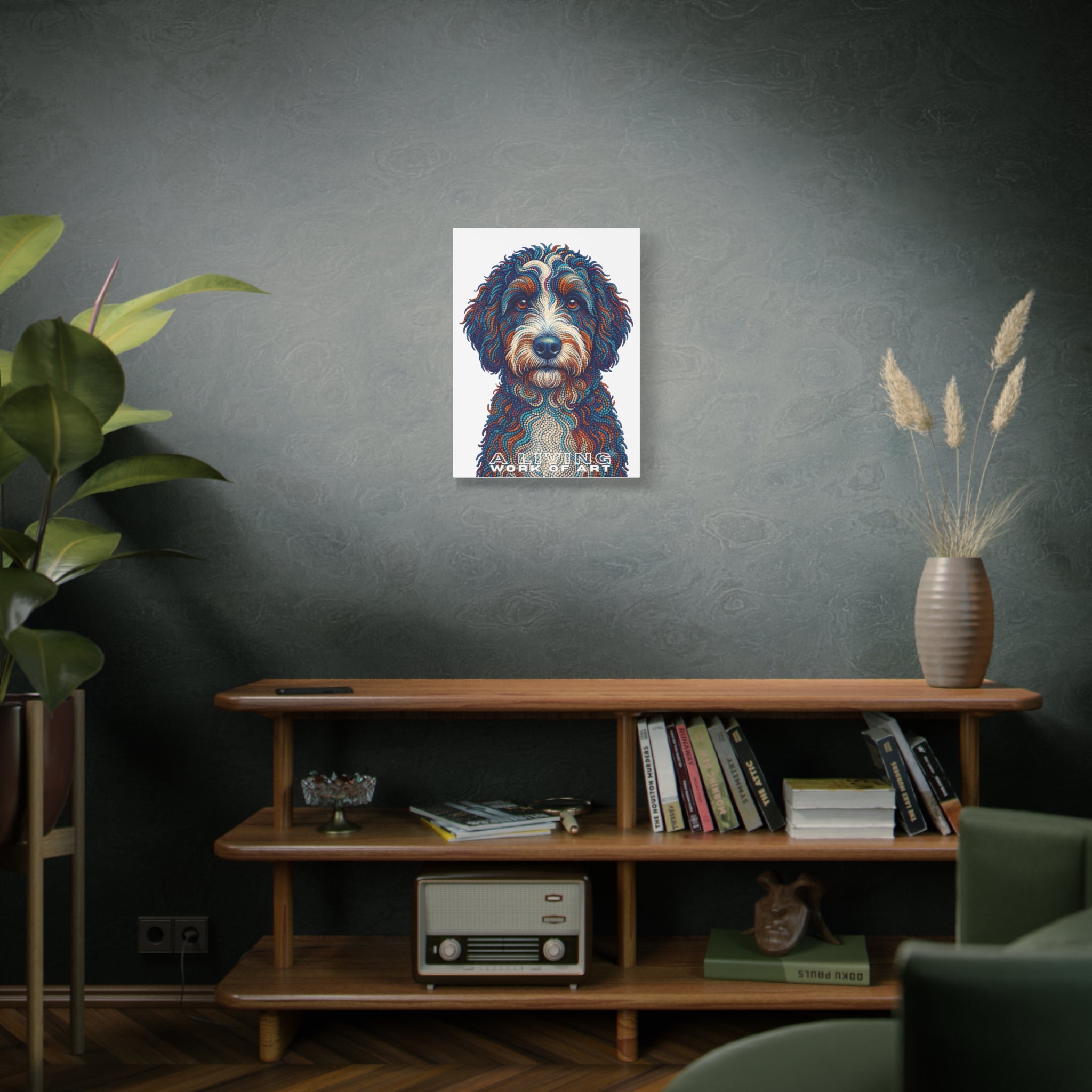 Bernedoodle Canvas Wall Art | Living Work of Art Collection | Pointillism Style Print