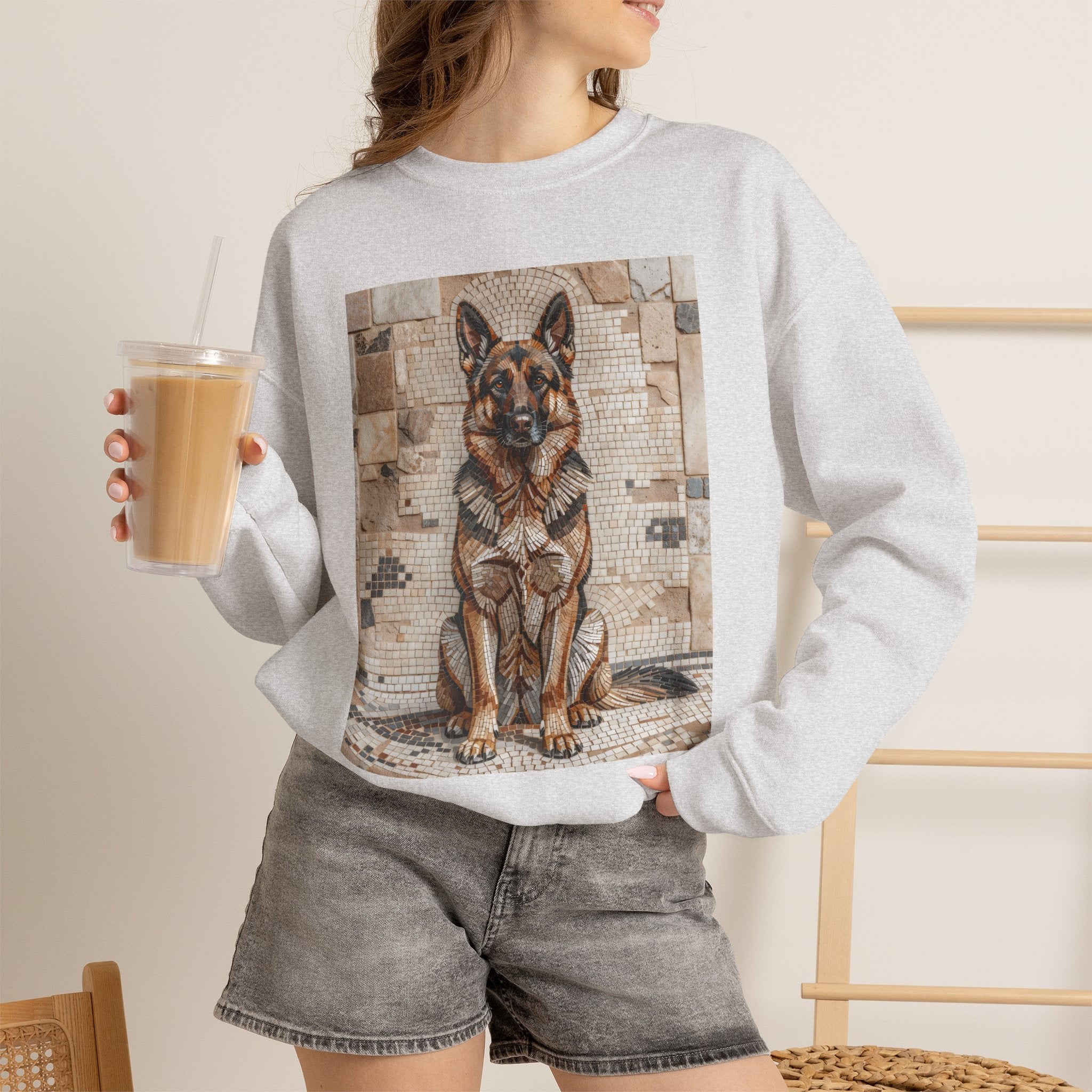 German Shepherd Sweatshirt | Living Work of Art Collection | Mosaic Style