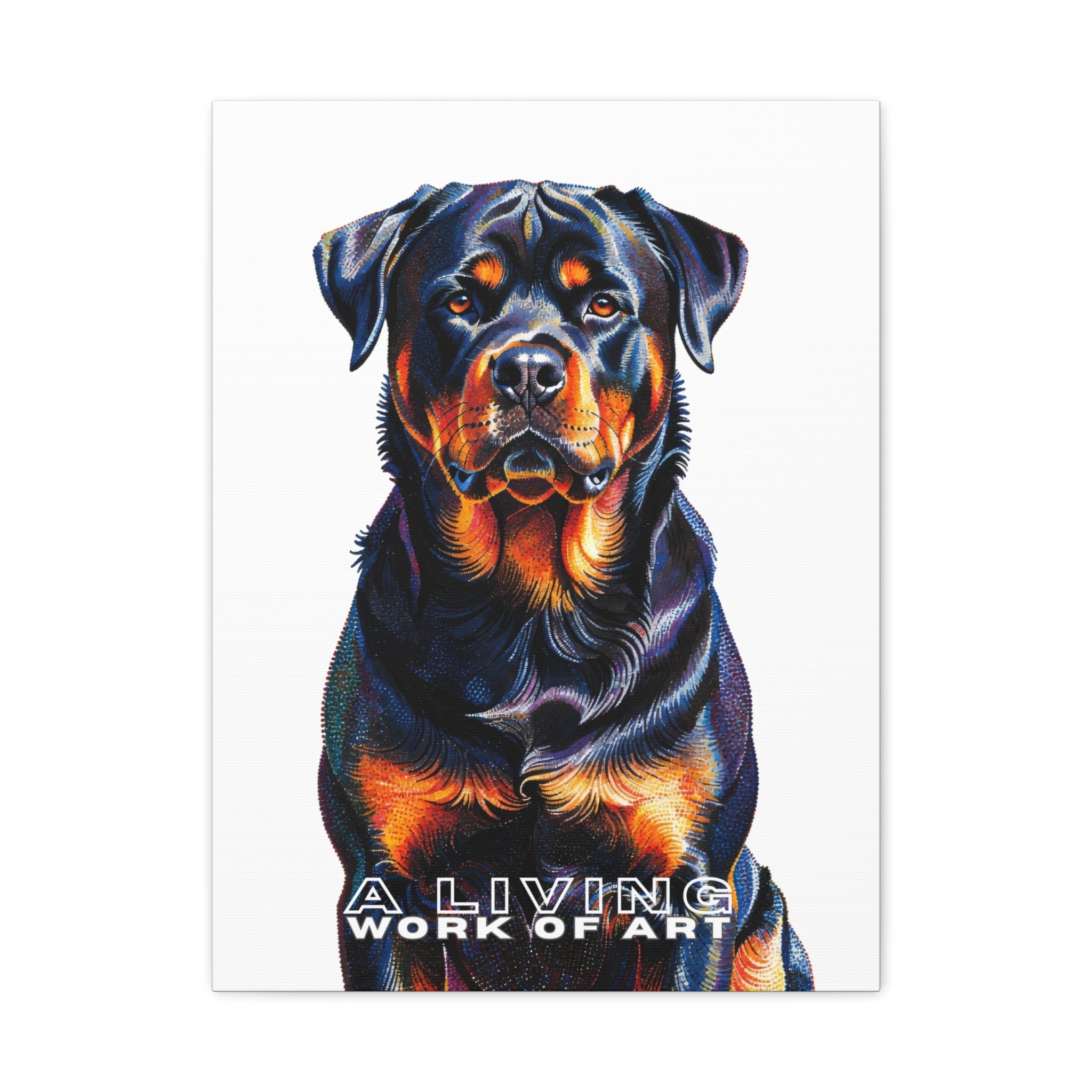 Rottweiler Canvas Wall Art | Living Work of Art Collection | Pointillism Style Print