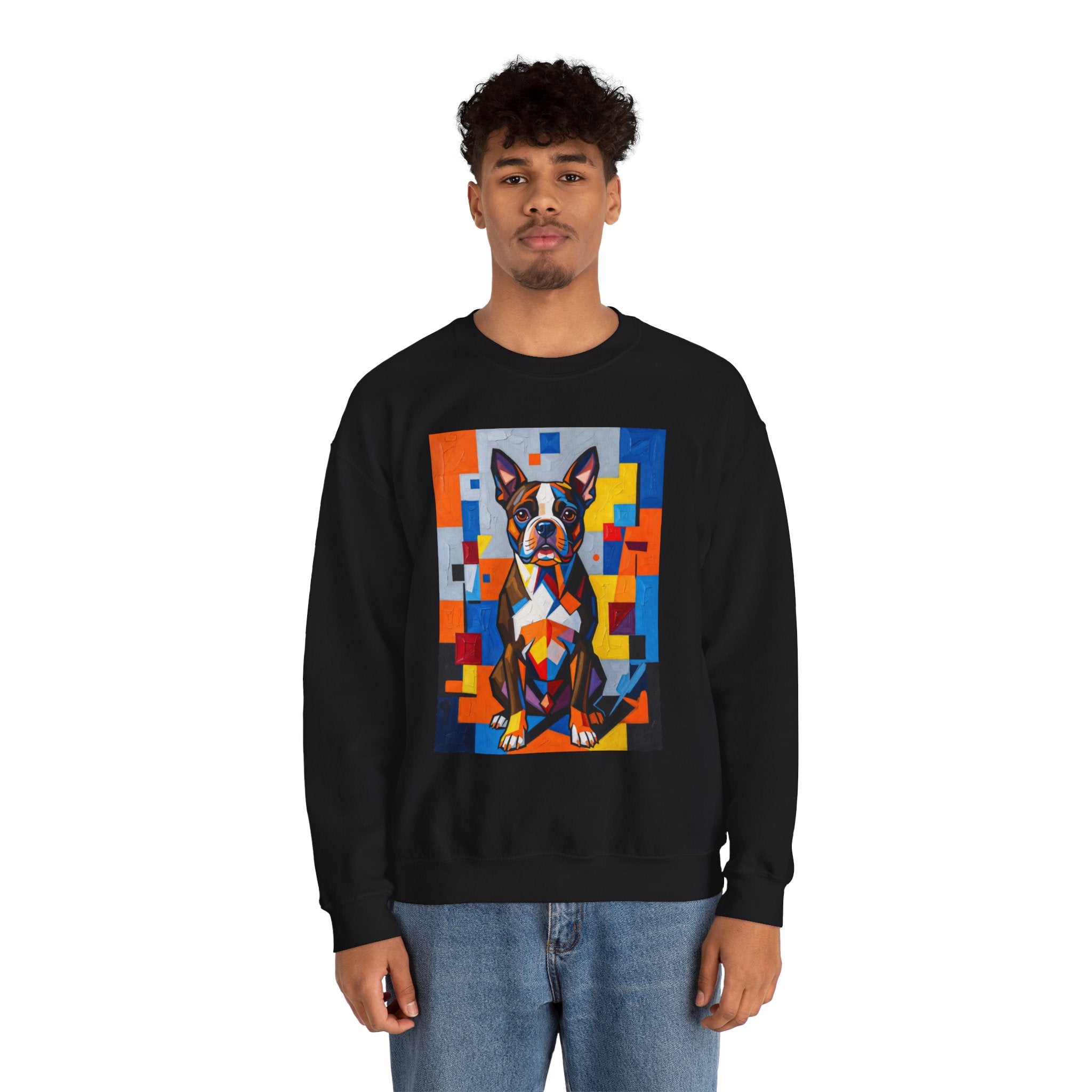 Boston Terrier Sweatshirt | Living Work of Art Collection | Cubist Style