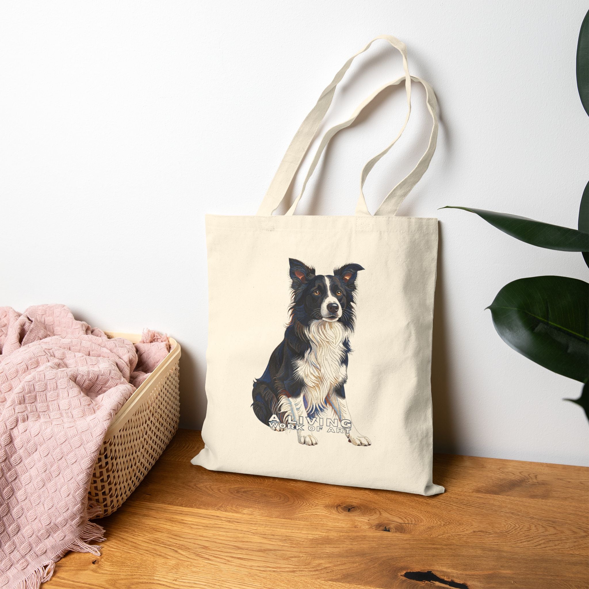 Border Collie Tote Bag | Living Work of Art Collection | Pointillism Style