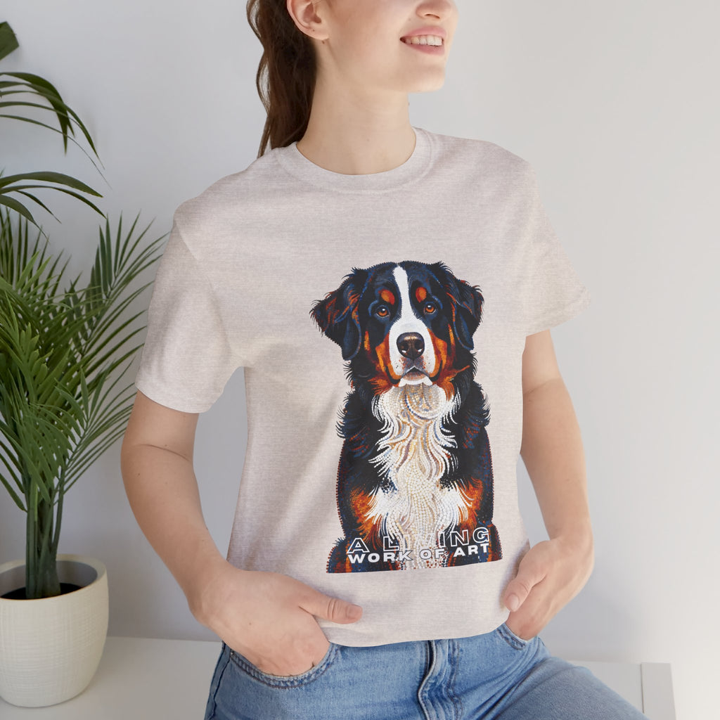 Bernese Mountain Dog T Shirt | Living Work of Art Collection | Pointillism Style