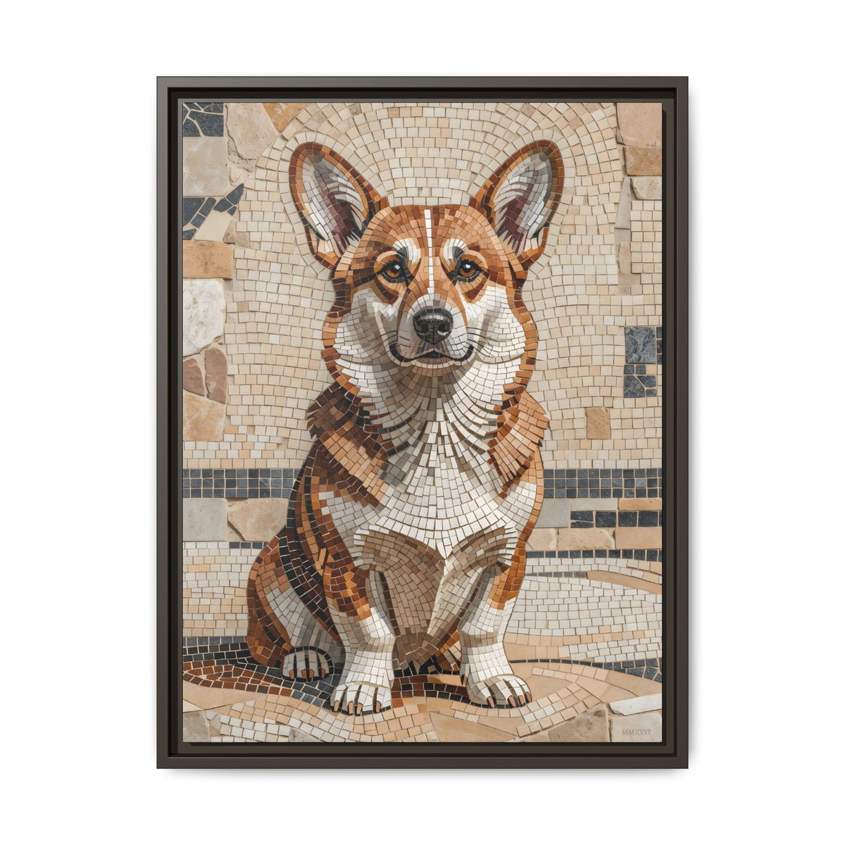 Corgi Canvas Wall Art - Mosaic Style Fine Art Print | Living Work of Art Collection