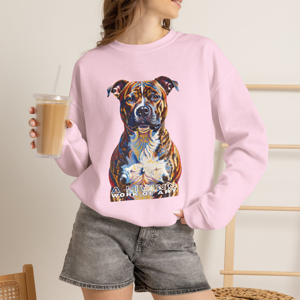 Staffordshire Bull Terrier Sweatshirt | Living Work of Art Collection | Pointillism Style