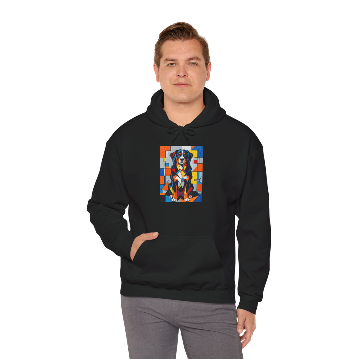 Bernese Mountain Dog Hoodie | Living Work of Art Collection | Cubist Style