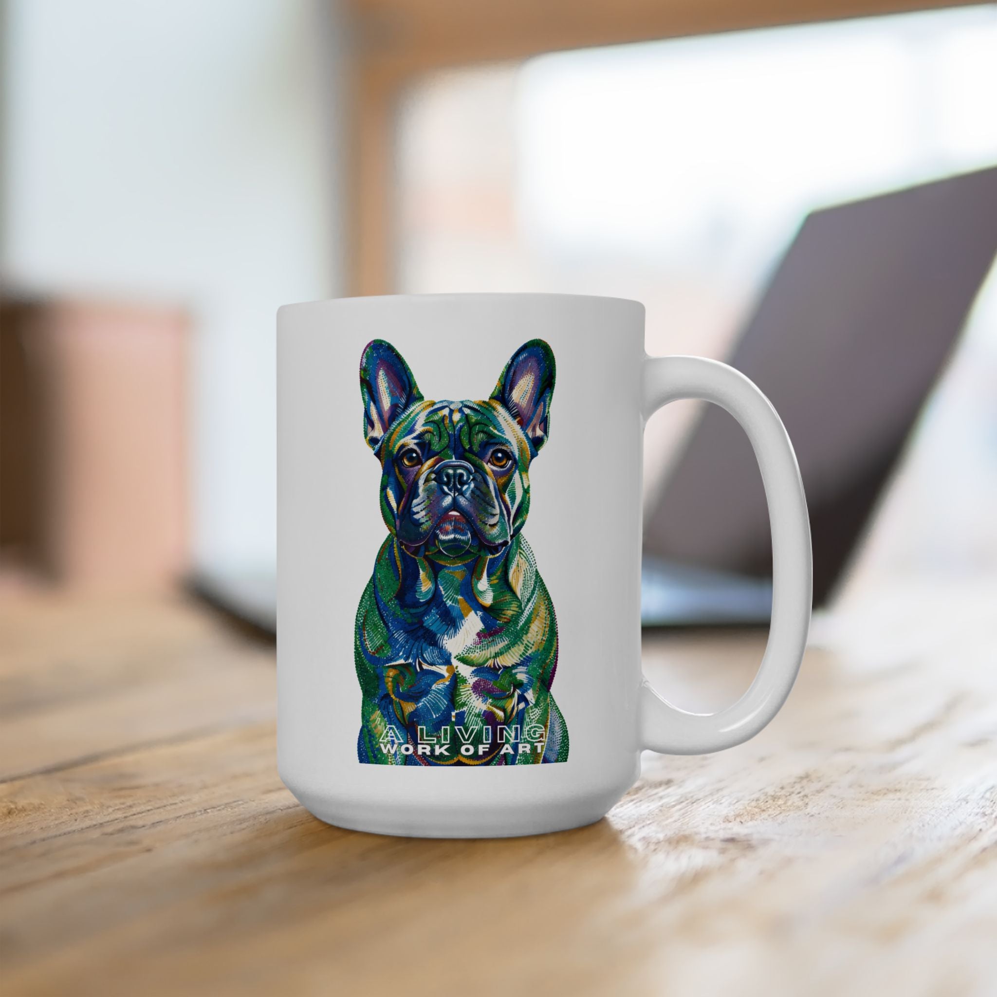 French Bulldog Coffee Mug | Living Work of Art Collection | Pointillism Style