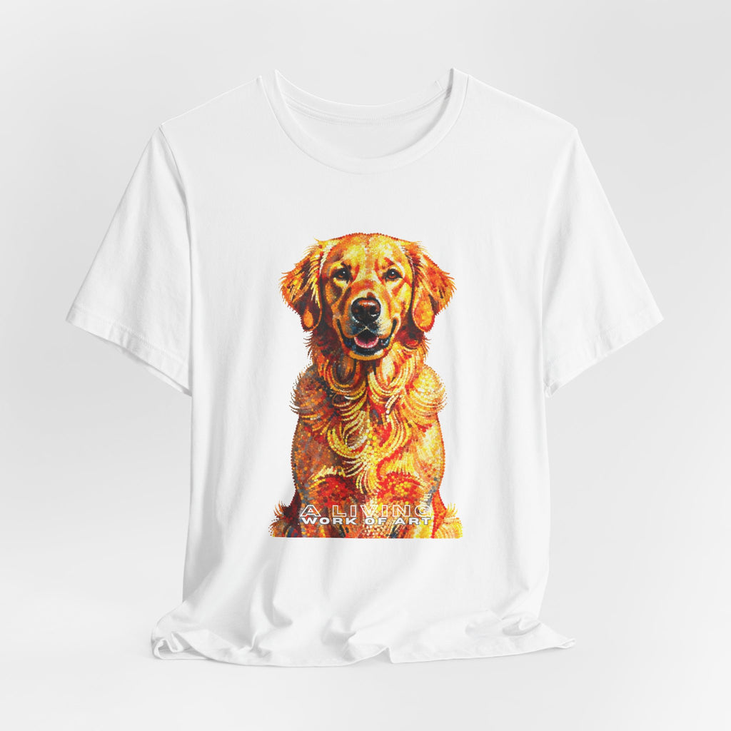 Golden Retriever Pointer T Shirt | Living Work of Art Collection | Pointillism Style