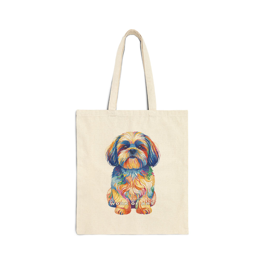 Shih Tzu Canvas Tote Bag | Living Work of Art Collection | Pointillism Style