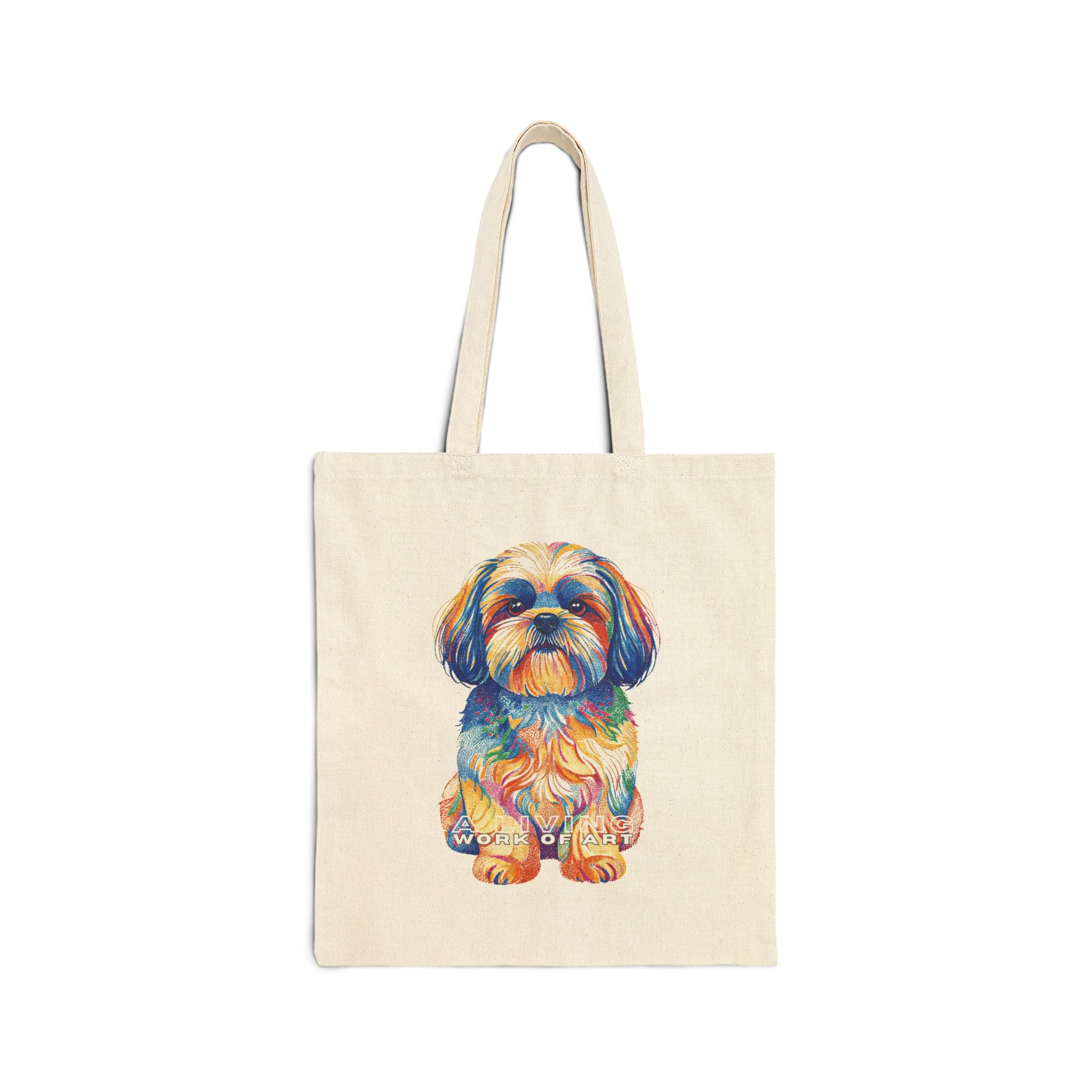 Shih Tzu Canvas Tote Bag | Living Work of Art Collection | Pointillism Style