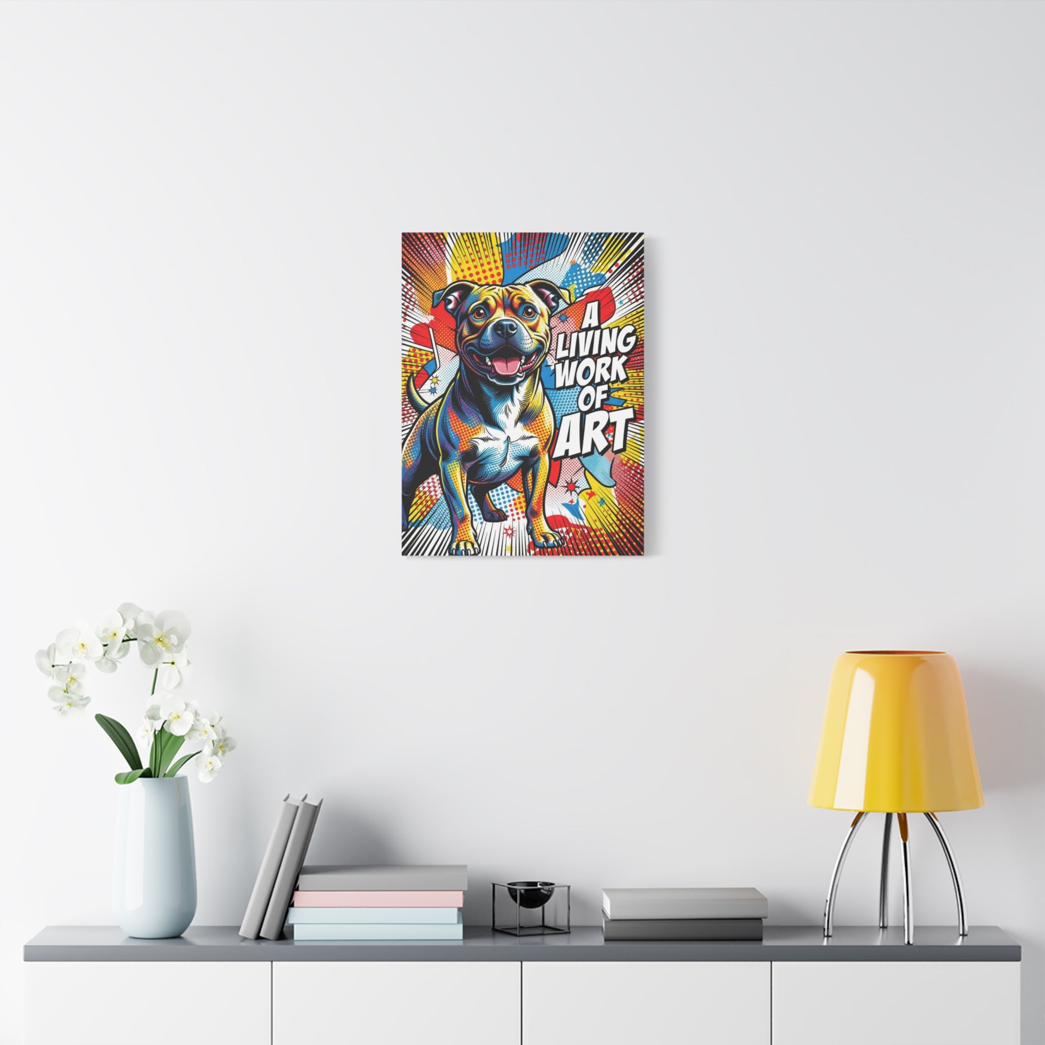 Staffordshire Bull Terrier Canvas Wall Art | Living Work of Art Collection | Pop Art Print