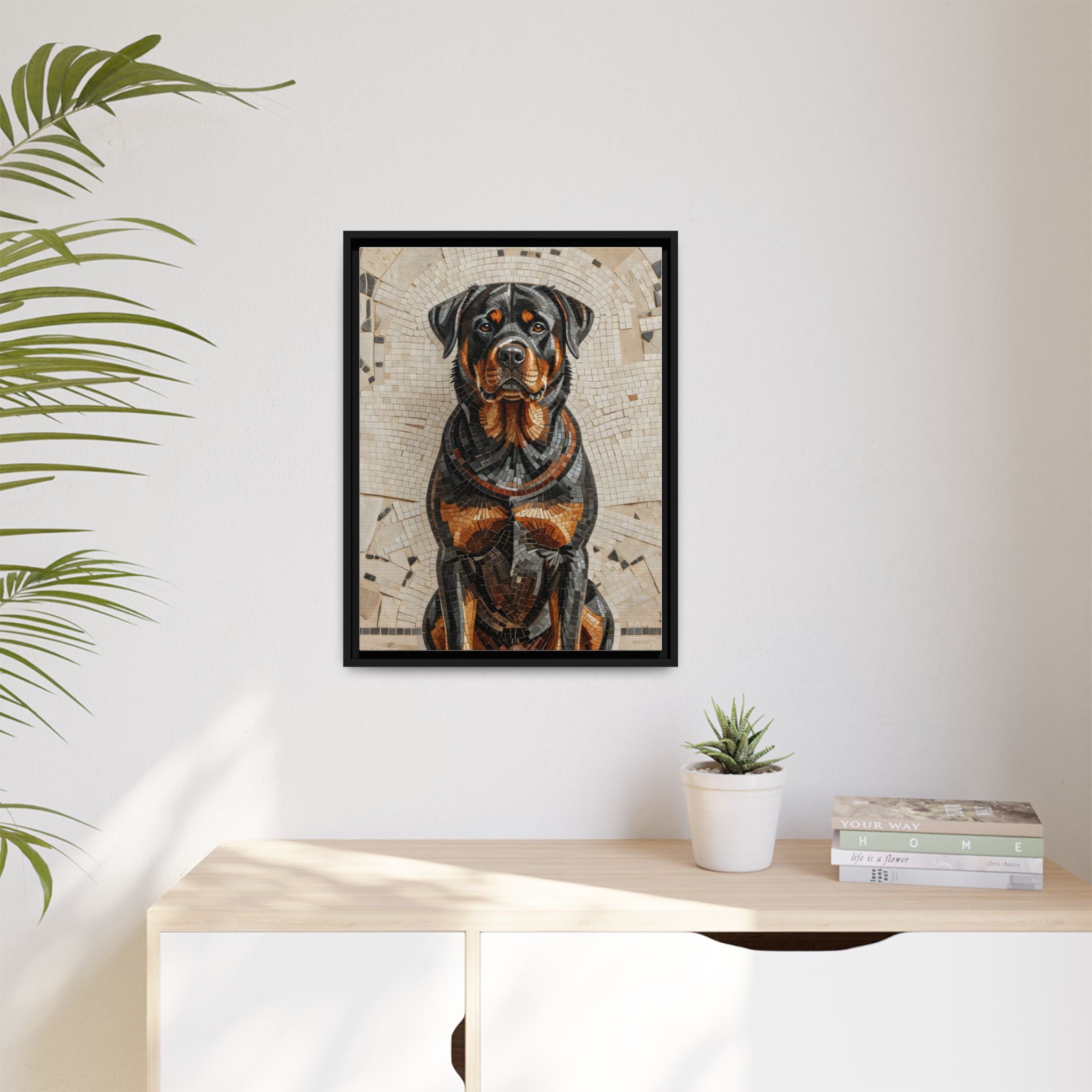 Rottweiler Canvas Wall Art | Living Work of Art Collection | Mosaic Style Print