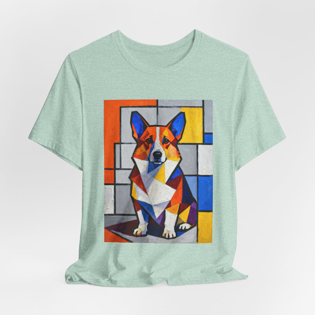 Corgi T Shirt | Living Work of Art Collection | Cubist Style