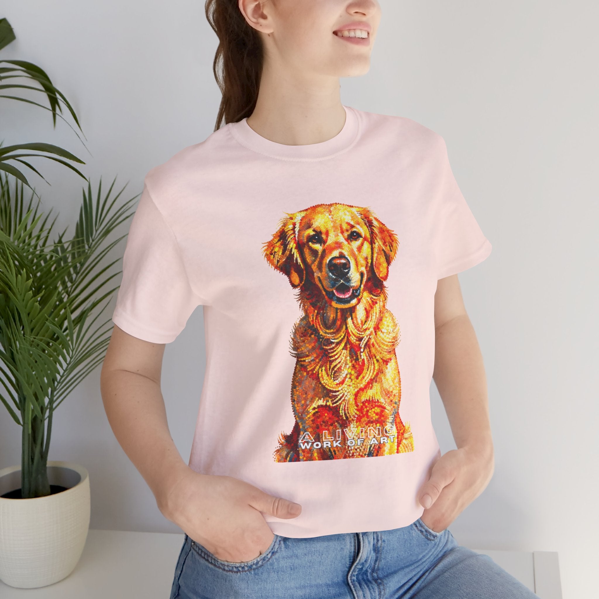 Golden Retriever Pointer T Shirt | Living Work of Art Collection | Pointillism Style