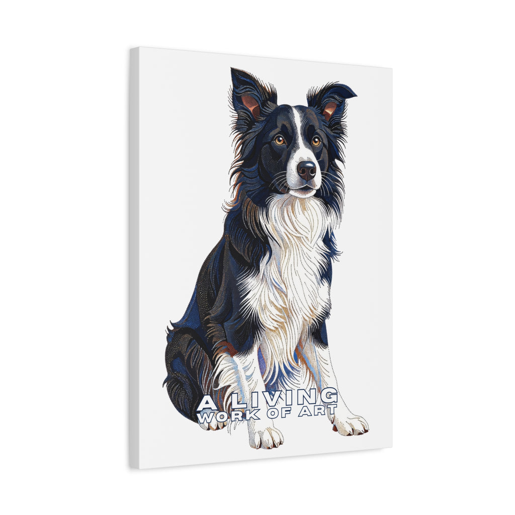 Border Collie Canvas Wall Art | Living Work of Art Collection | Pointillism Style Print