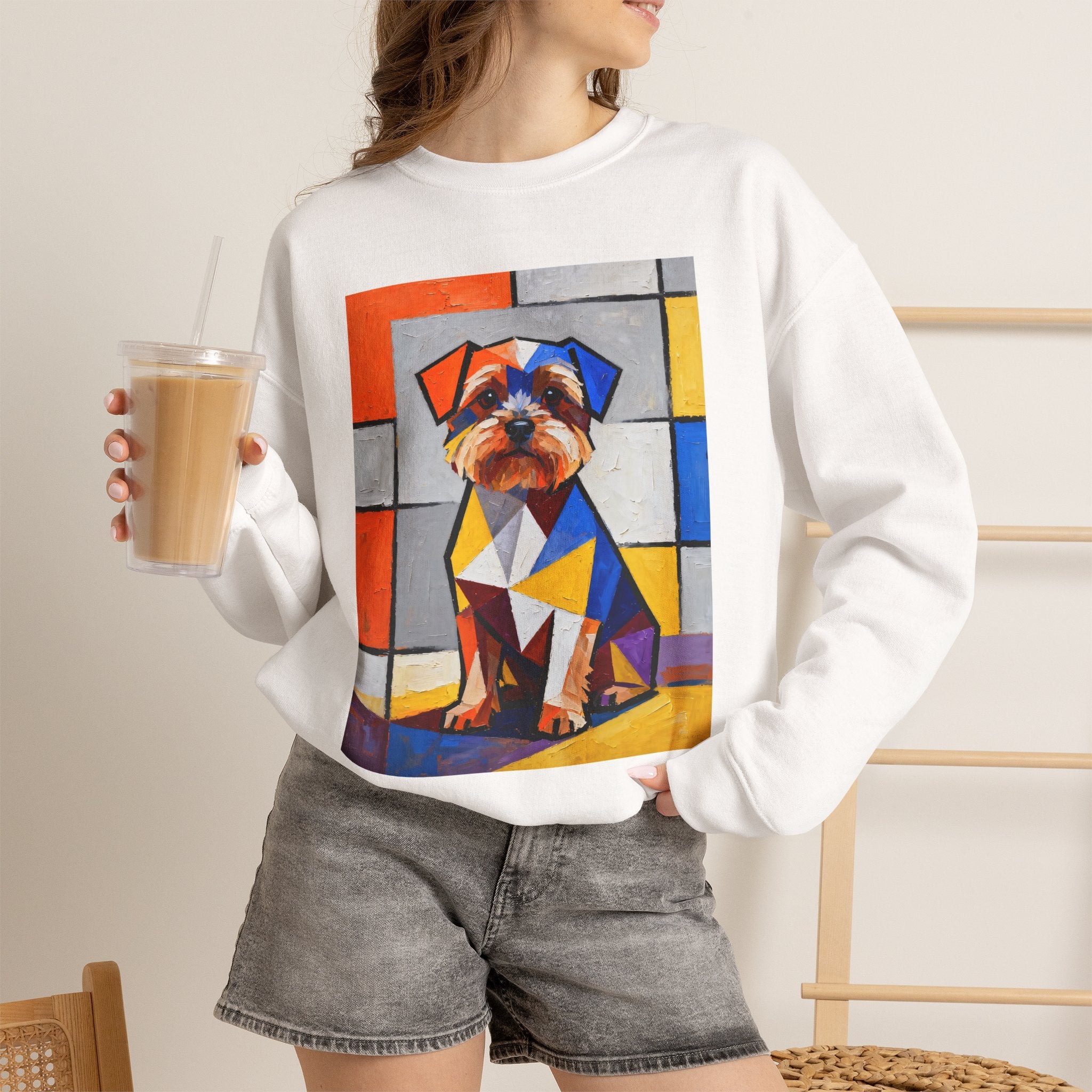 Yorkipoo Sweatshirt | Living Work of Art Collection | Cubist Style