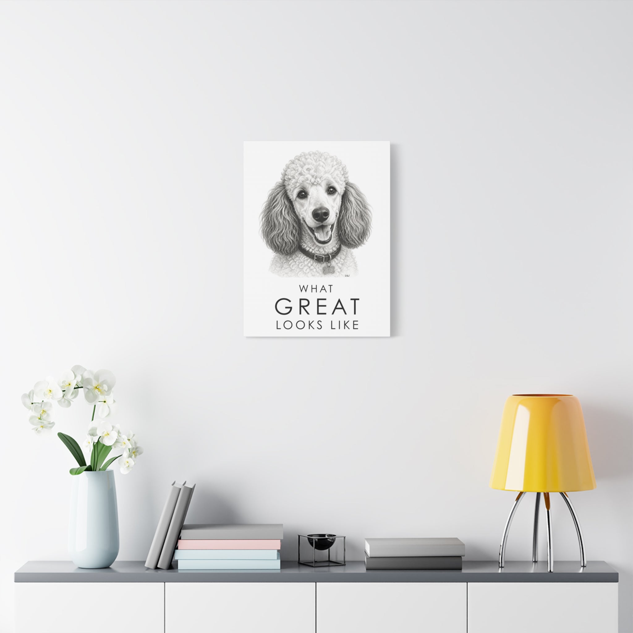Poodle Canvas Wall Art | What Great Looks Like | Charcoal Sketch Print