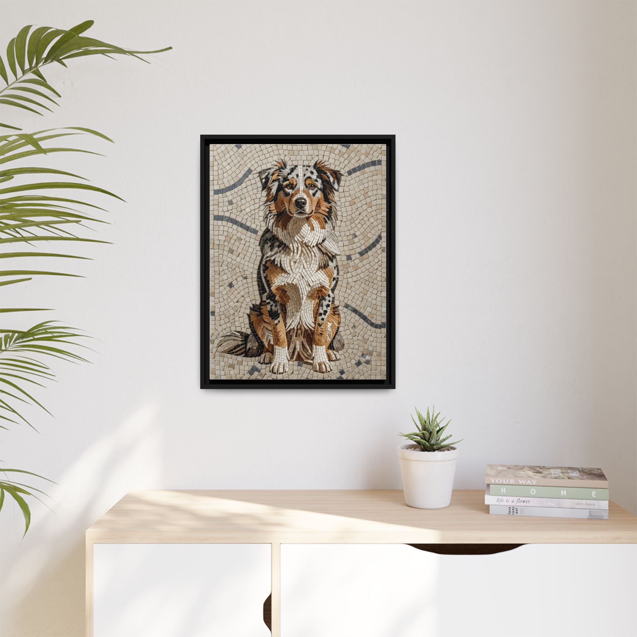 Australian Shepherd Canvas Wall Art | Living Work of Art Collection | Mosaic Style Print