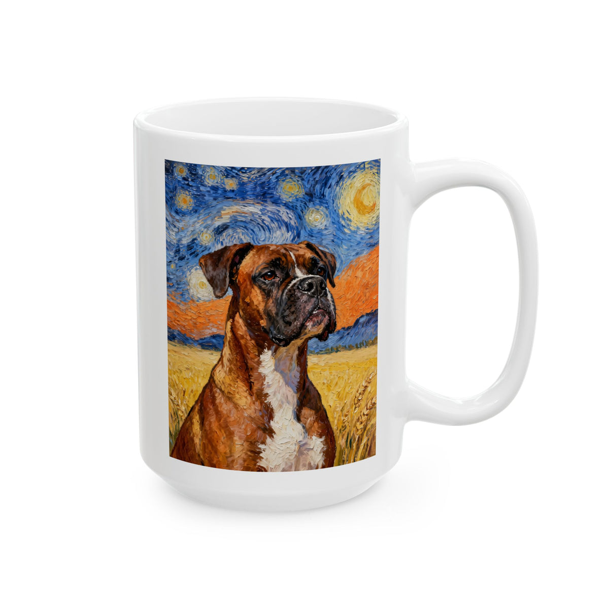 Boxer in a Field Coffee Mug - Van Gogh Style | Living Work of Art Collection