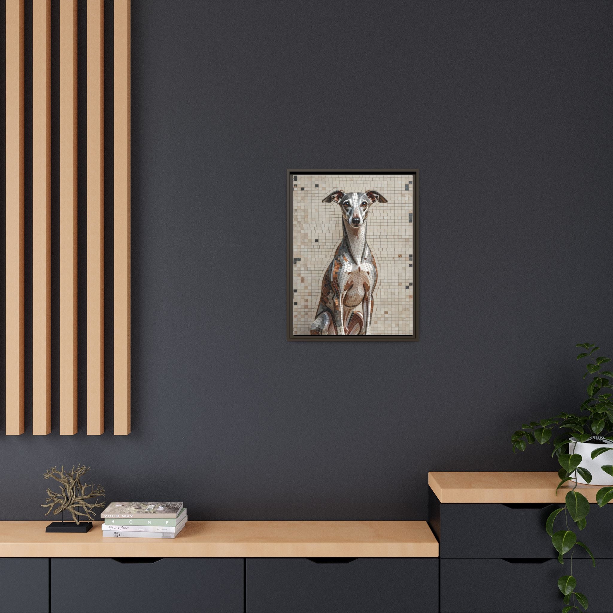 Whippet Canvas Wall Art | Living Work of Art Collection | Mosaic Style Print