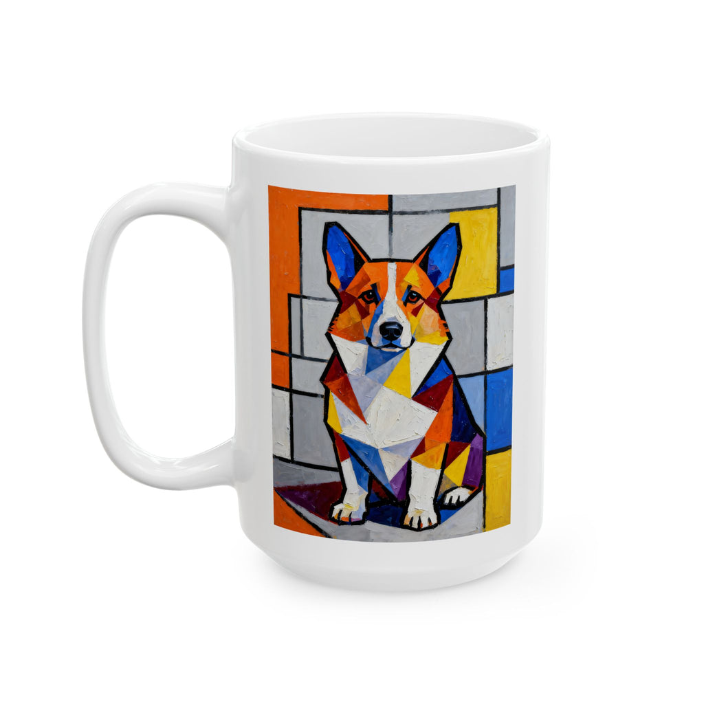 Corgi Coffee Mug | Living Work of Art Collection | Cubist Style