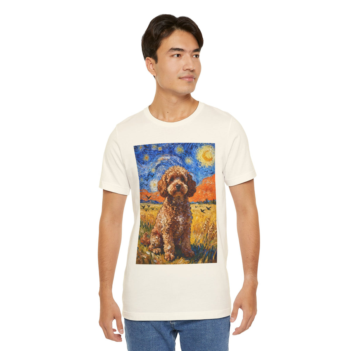Cavapoo In A Field T Shirt | Living Work of Art Collection | Van Gogh Style