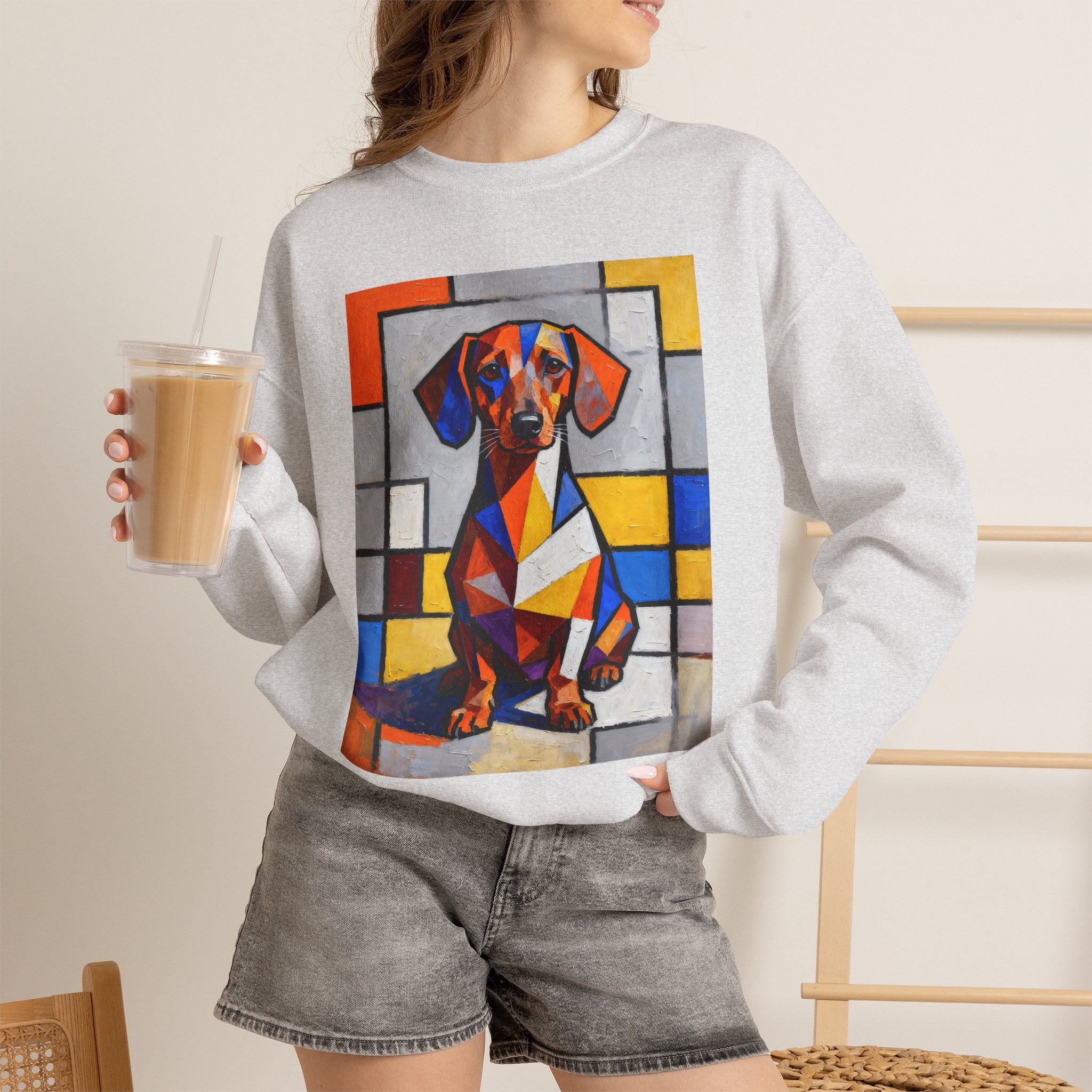 Dachshund Sweatshirt | Living Work of Art Collection | Cubist Style