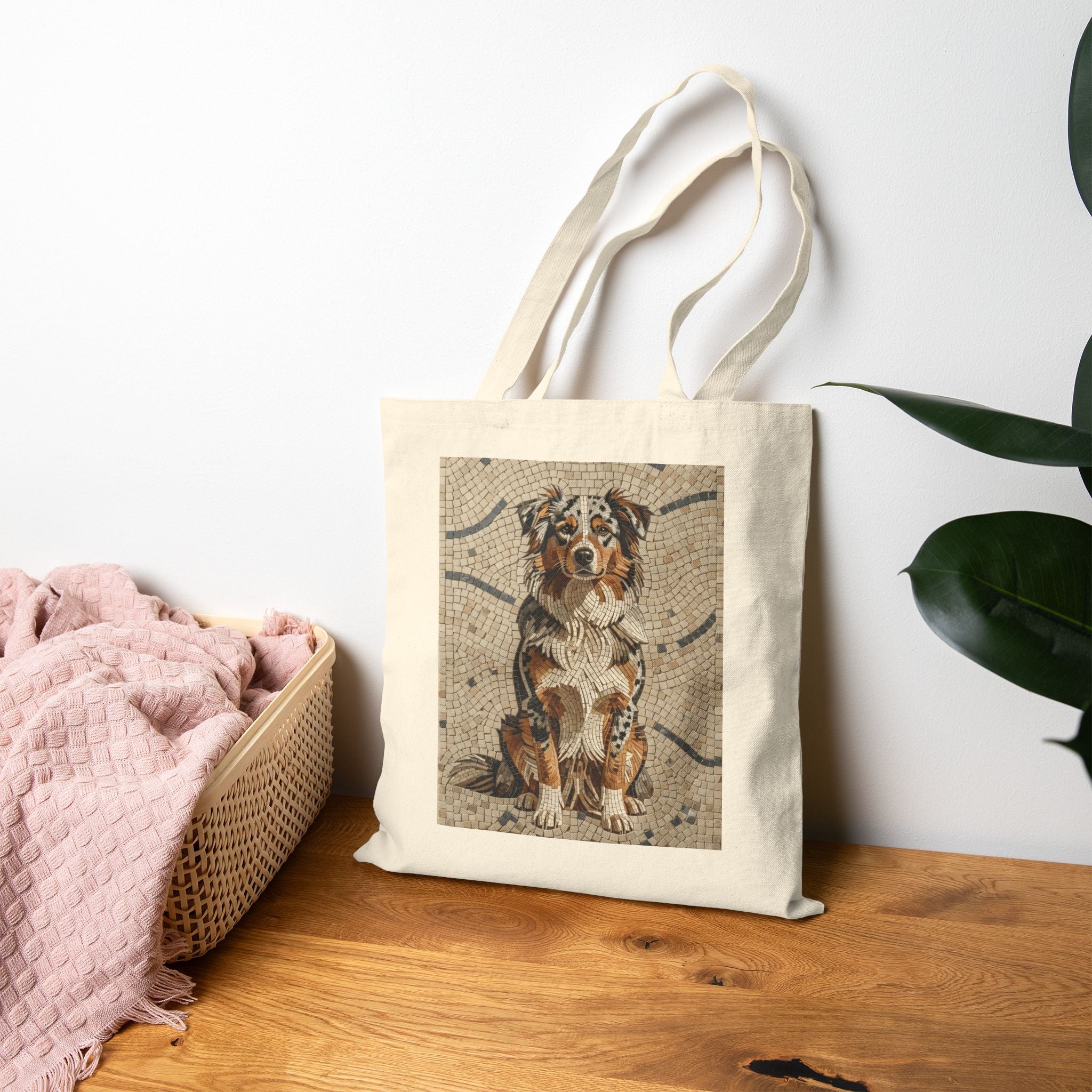 Australian Shepherd Tote Bag | Living Work of Art Collection | Mosaic Style