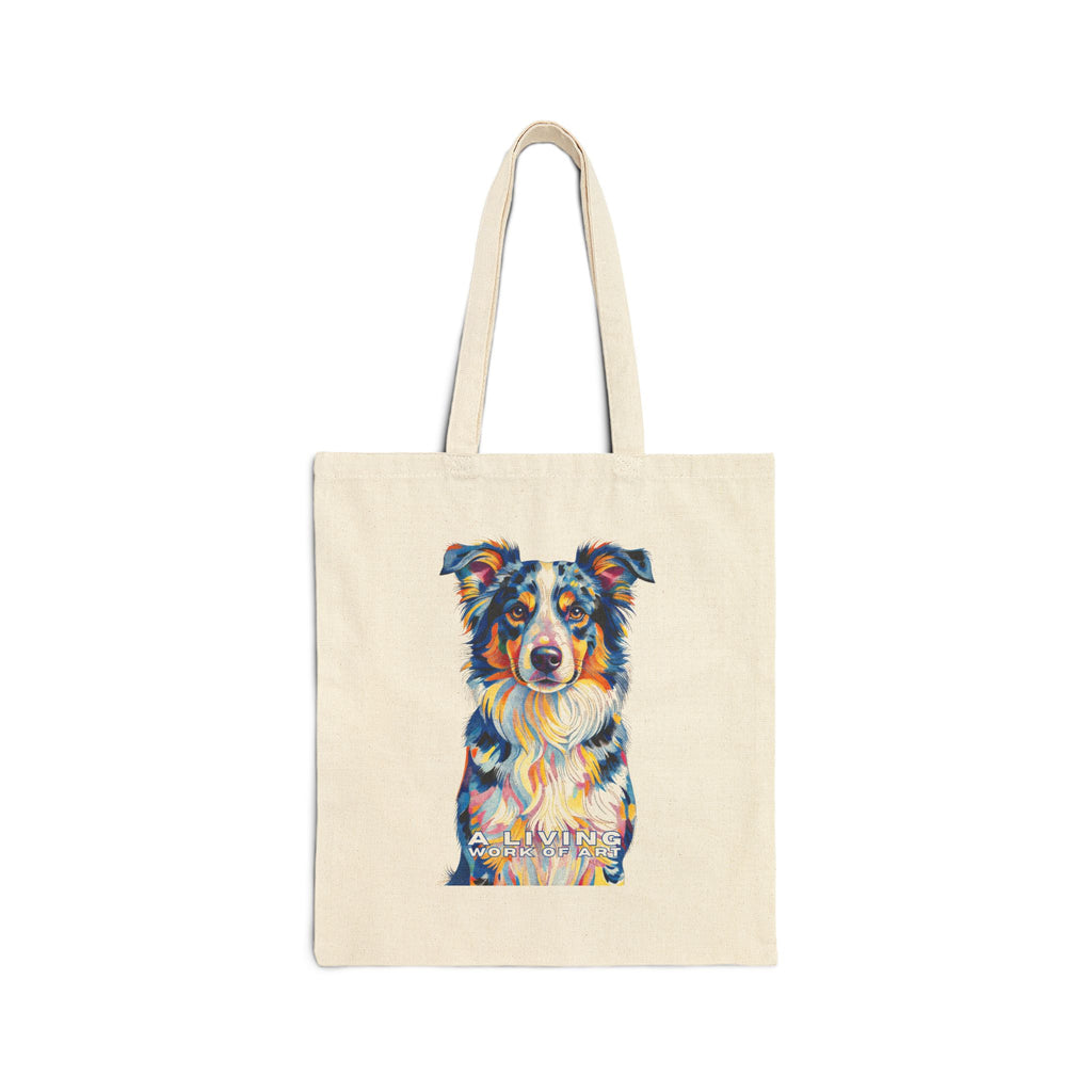 Australian Shepherd Tote Bag | Living Work of Art Collection | Pointillism Style