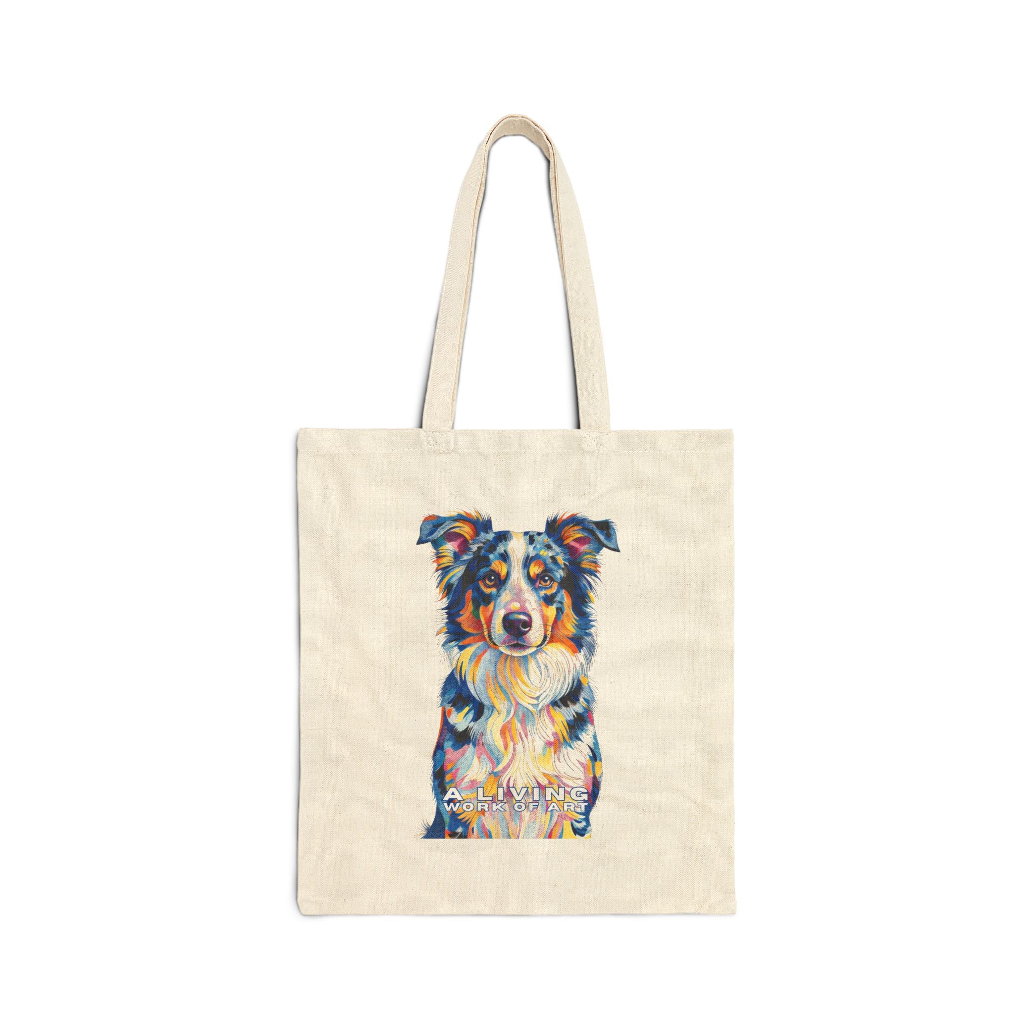 Australian Shepherd Tote Bag | Living Work of Art Collection | Pointillism Style