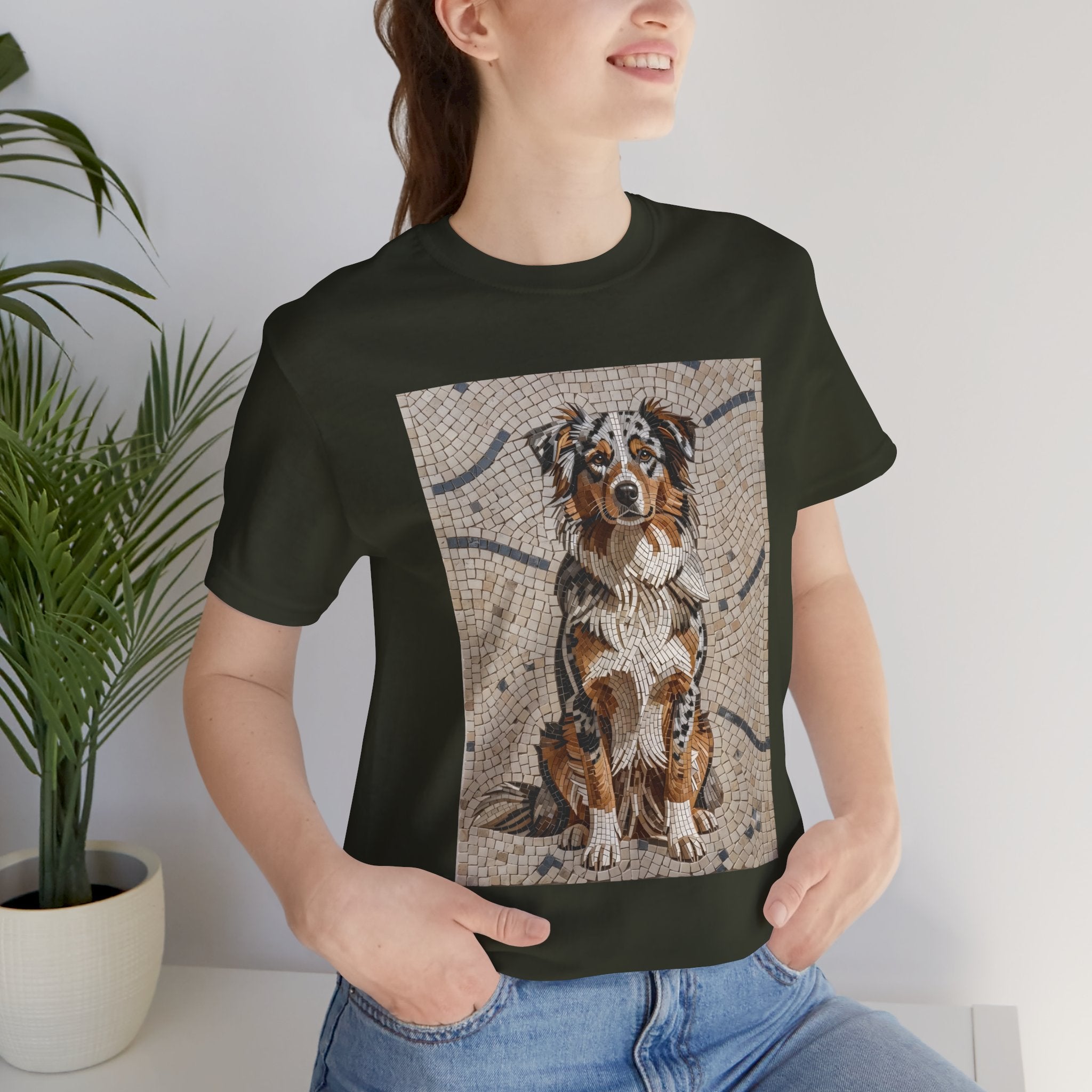 Australian Shepherd T Shirt | Living Work of Art Collection | Mosaic Style