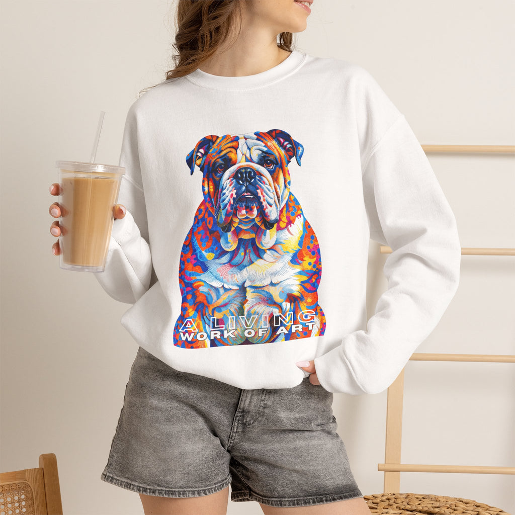Bulldog Sweatshirt | Living Work of Art Collection | Pointillism Style