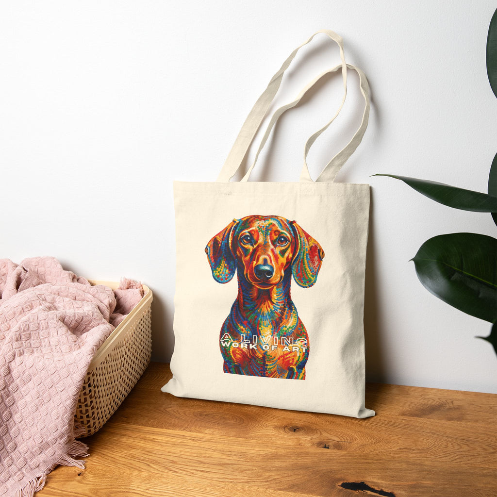 Dachshund Tote Bag | Living Work of Art Collection | Pointillism Style