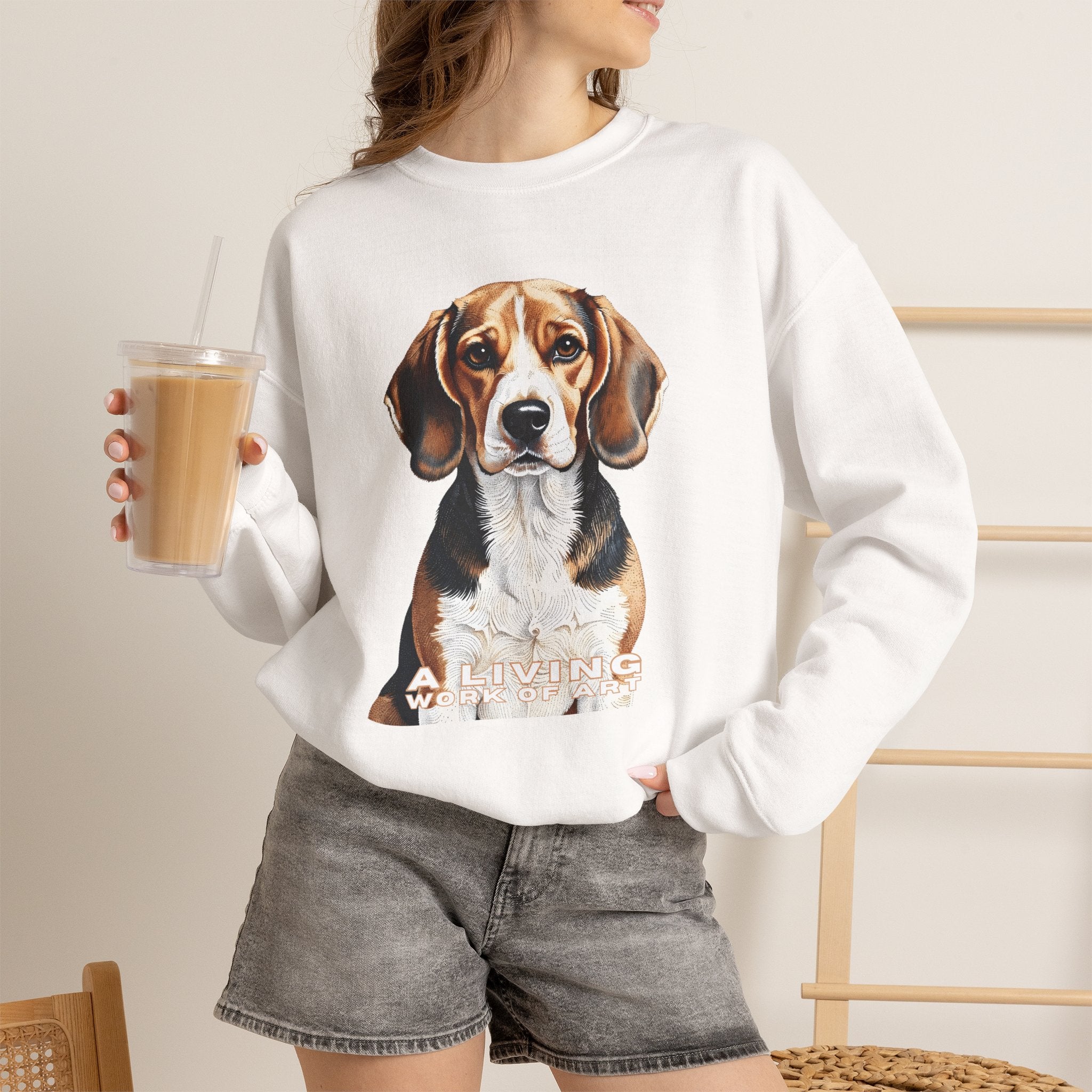 Beagle Sweatshirt | Living Work of Art Collection | Pointillism Style
