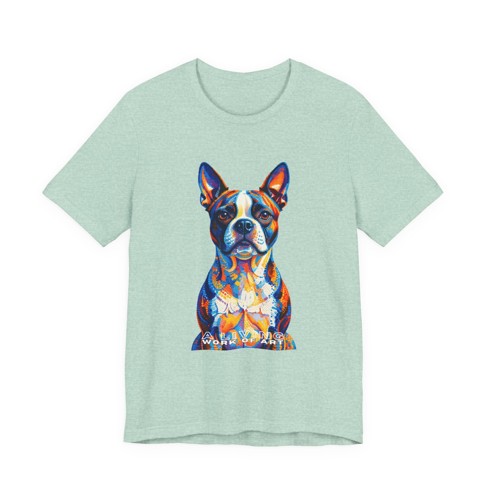 Boston Terrier T Shirt | Living Work of Art Collection | Pointillism Style