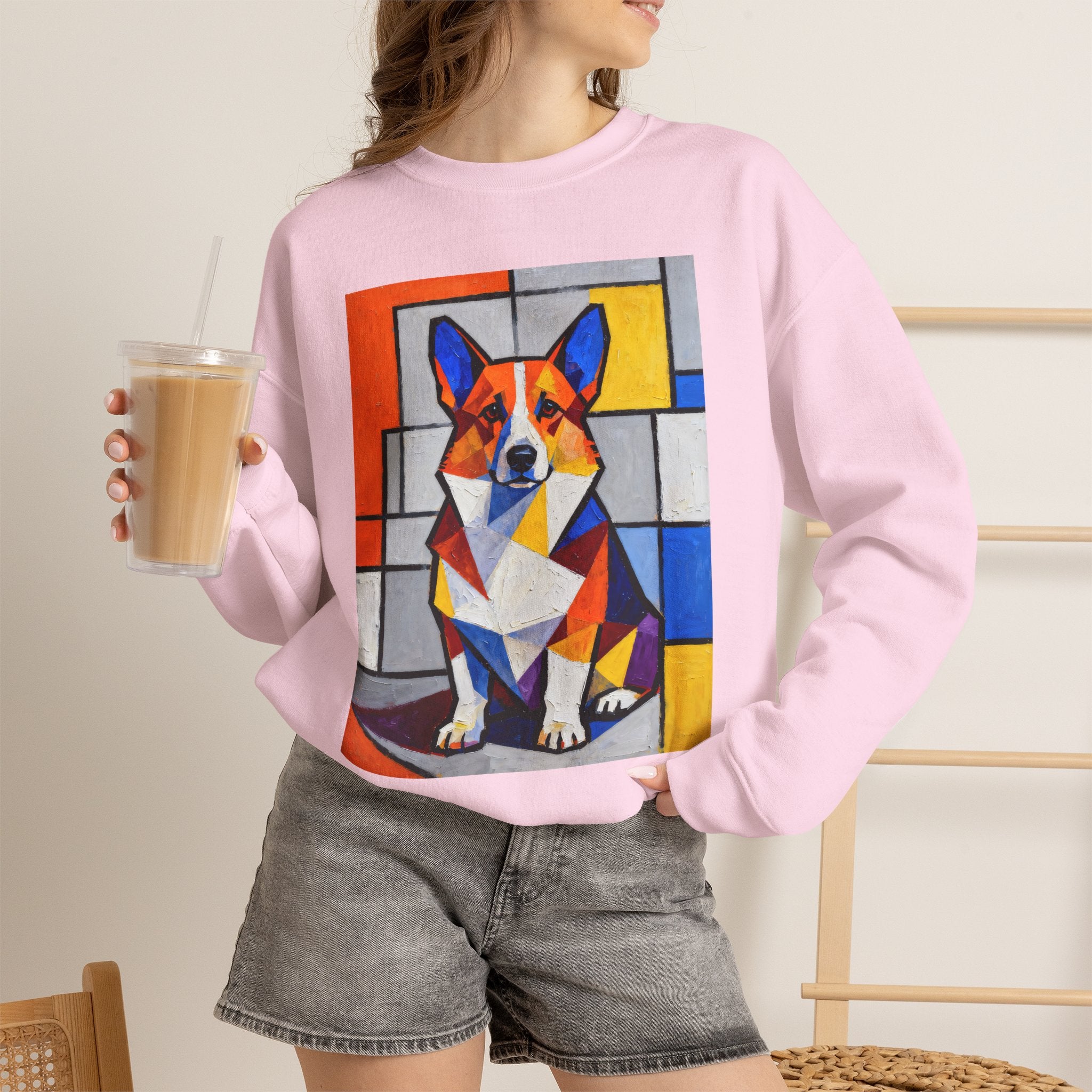 Corgi Sweatshirt | Living Work of Art Collection | Cubist Style