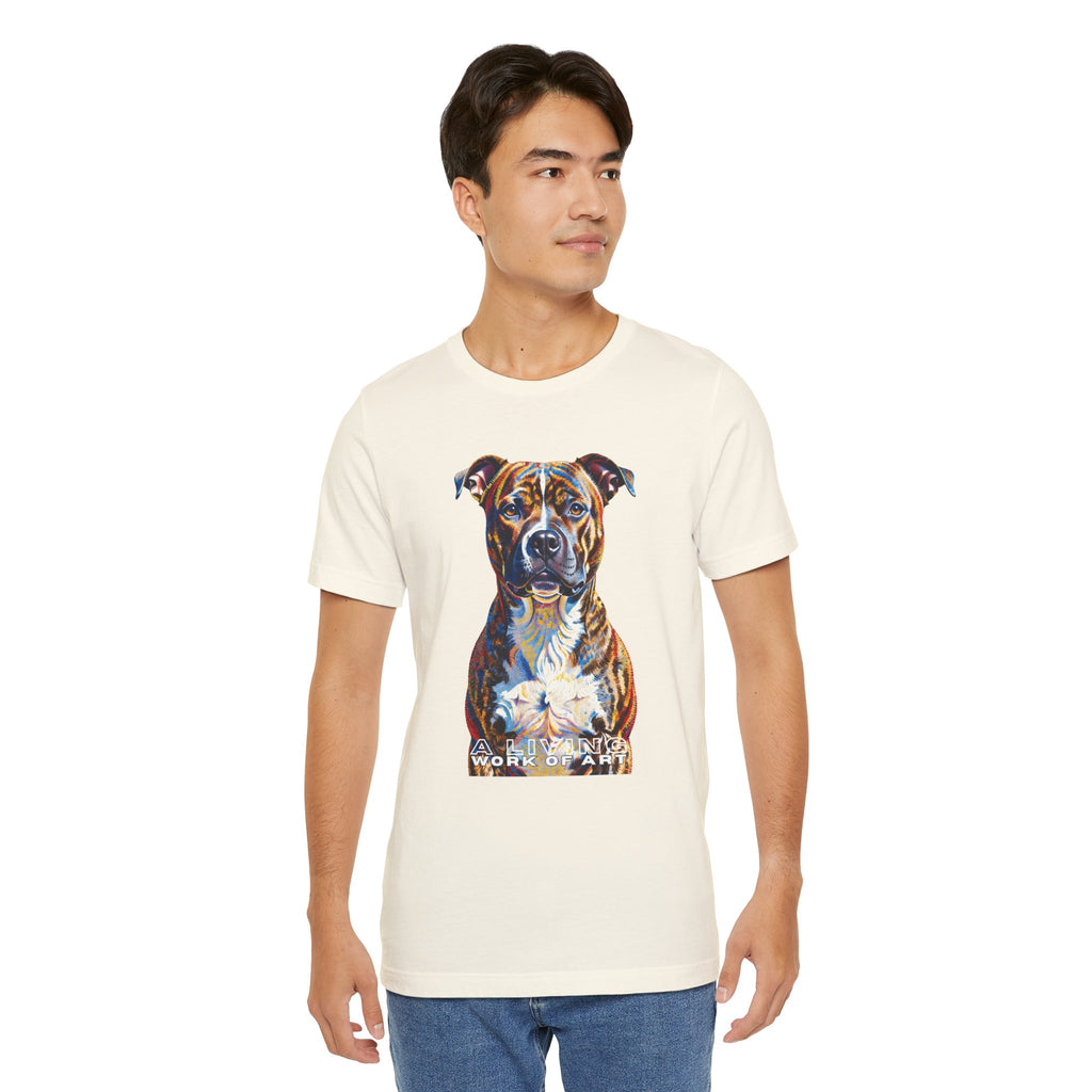 Staffordshire Bull Terrier T Shirt | Living Work of Art Collection | Pointillism Style