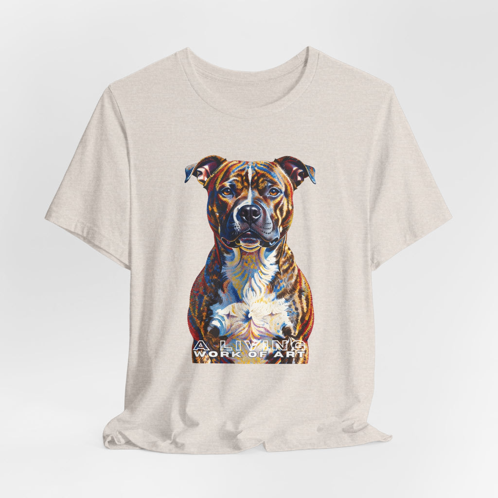 Staffordshire Bull Terrier T Shirt | Living Work of Art Collection | Pointillism Style