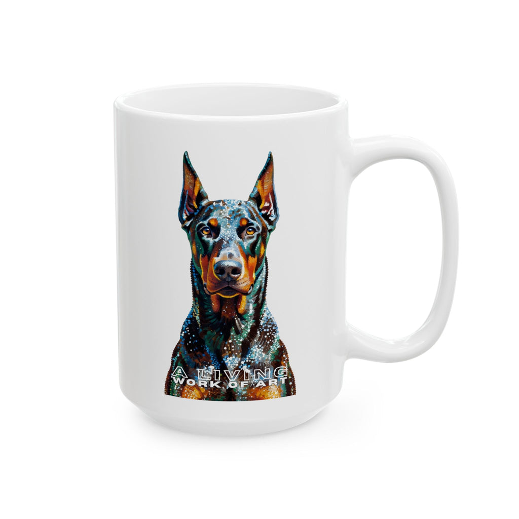 Doberman Pinscher Coffee Mug | Living Work of Art Collection | Pointillism Style