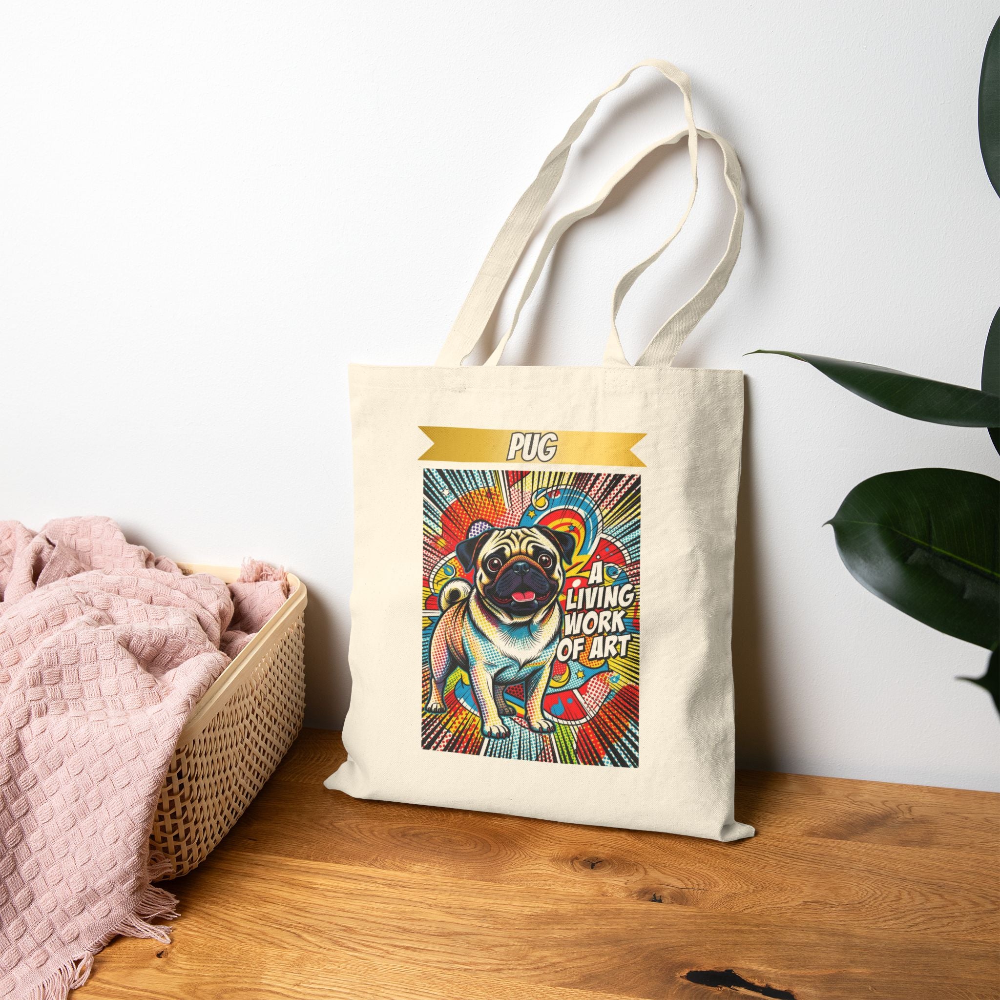 Pug Tote Bag | Living Work of Art Collection | Pop Art