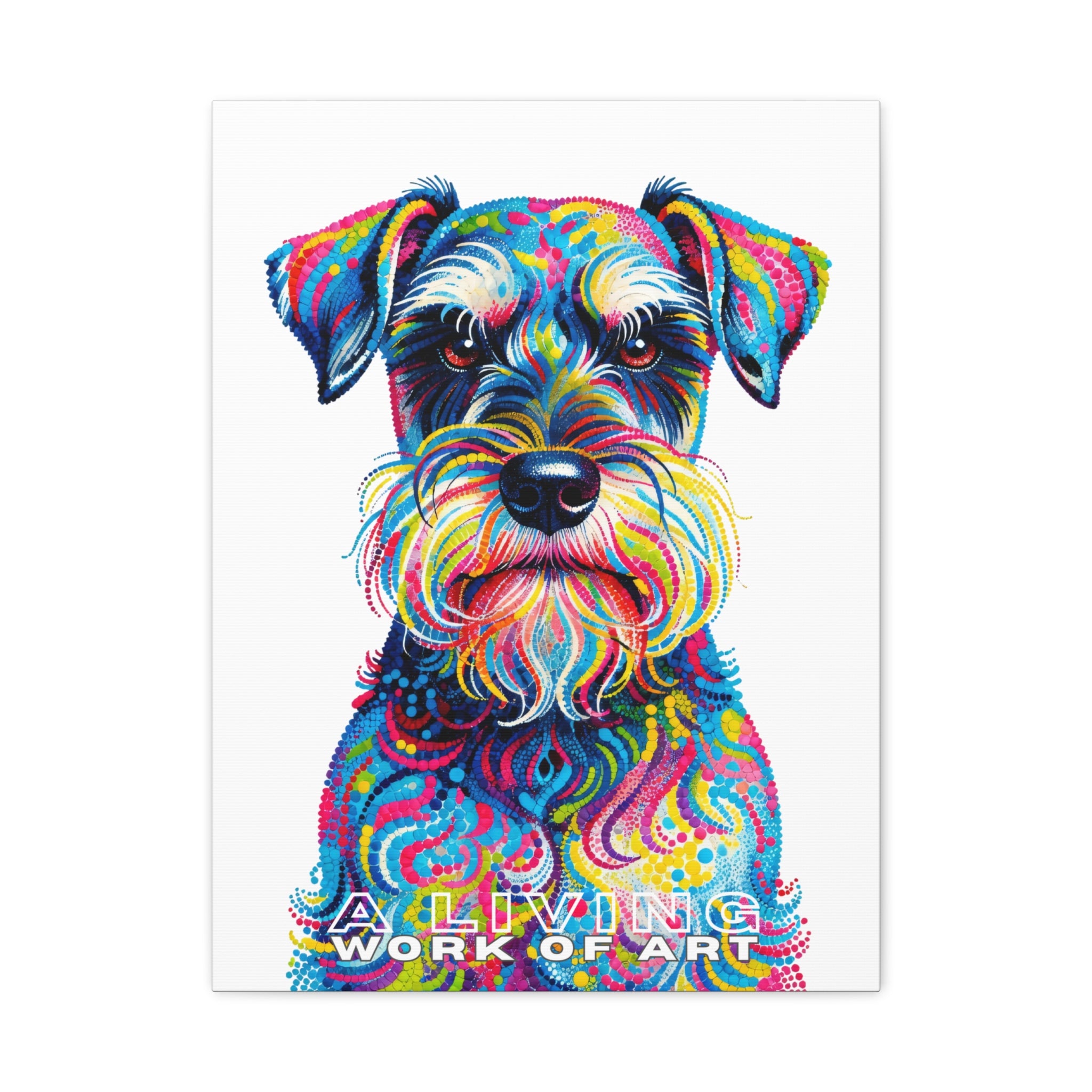 Schnauzer Canvas Wall Art | Living Work of Art Collection | Pointillism Style Print