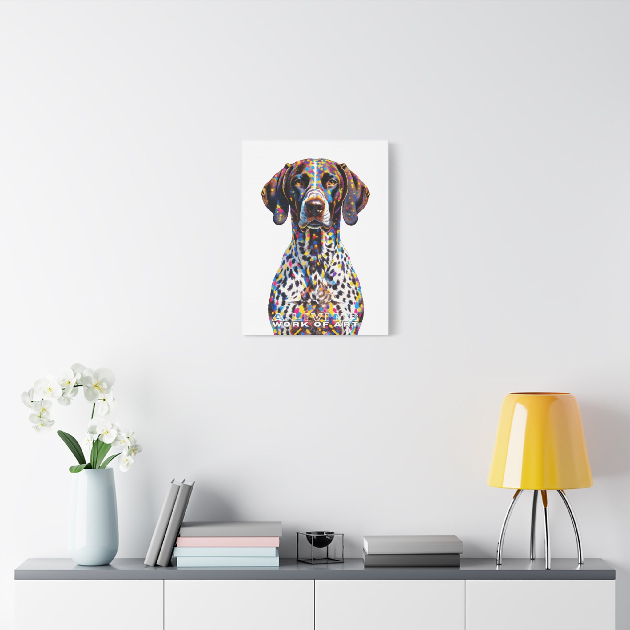 German Shorthaired Pointer Canvas Wall Art | Living Work of Art Collection | Pointillism Style Print