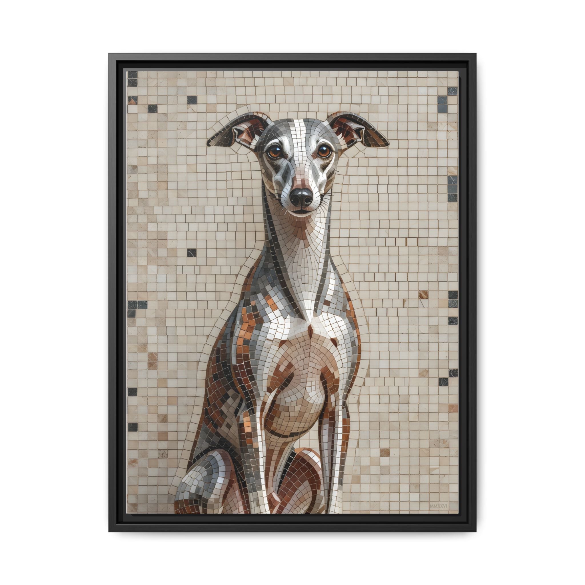 Whippet Canvas Wall Art | Living Work of Art Collection | Mosaic Style Print