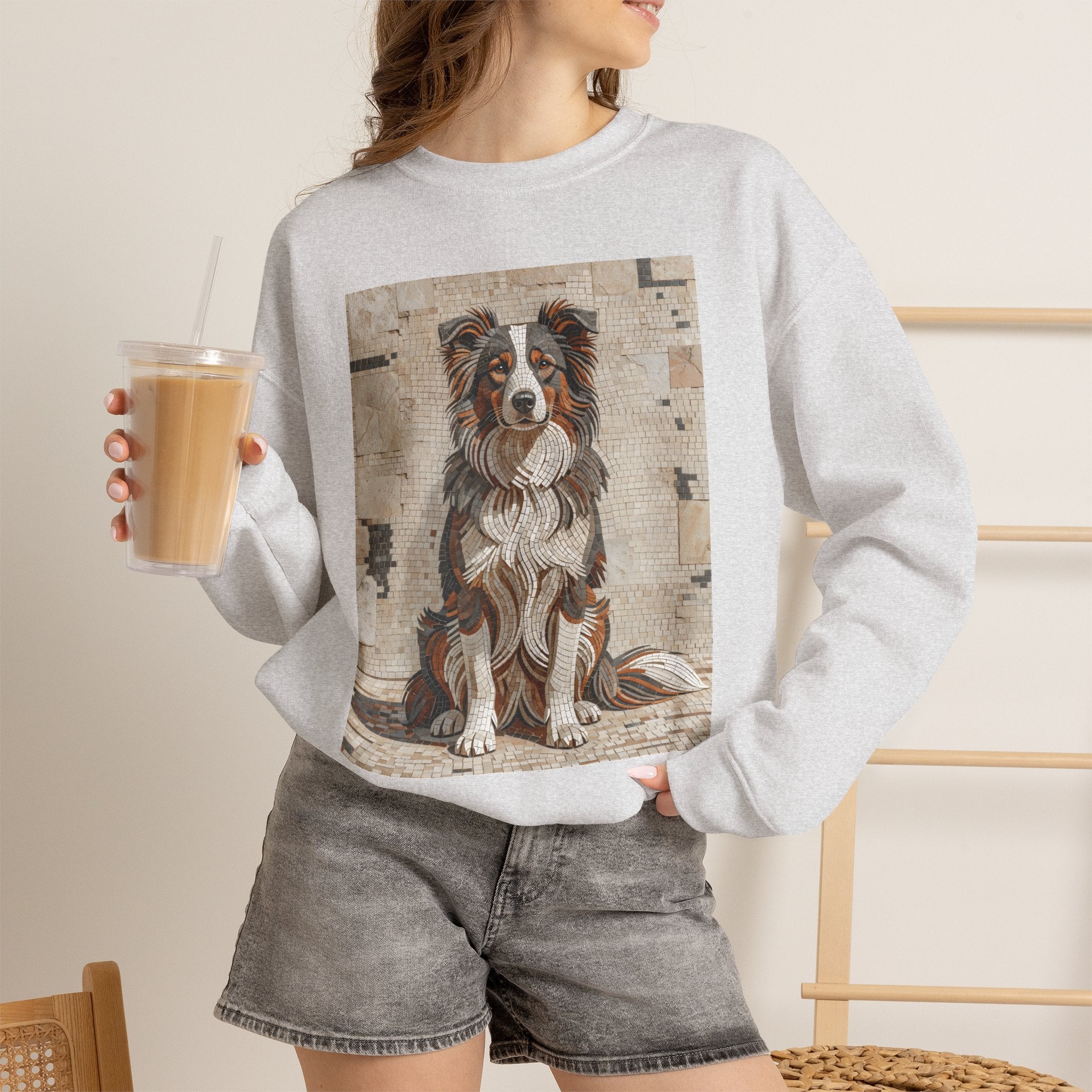 Border Collie Sweatshirt | Living Work of Art Collection | Mosaic Style