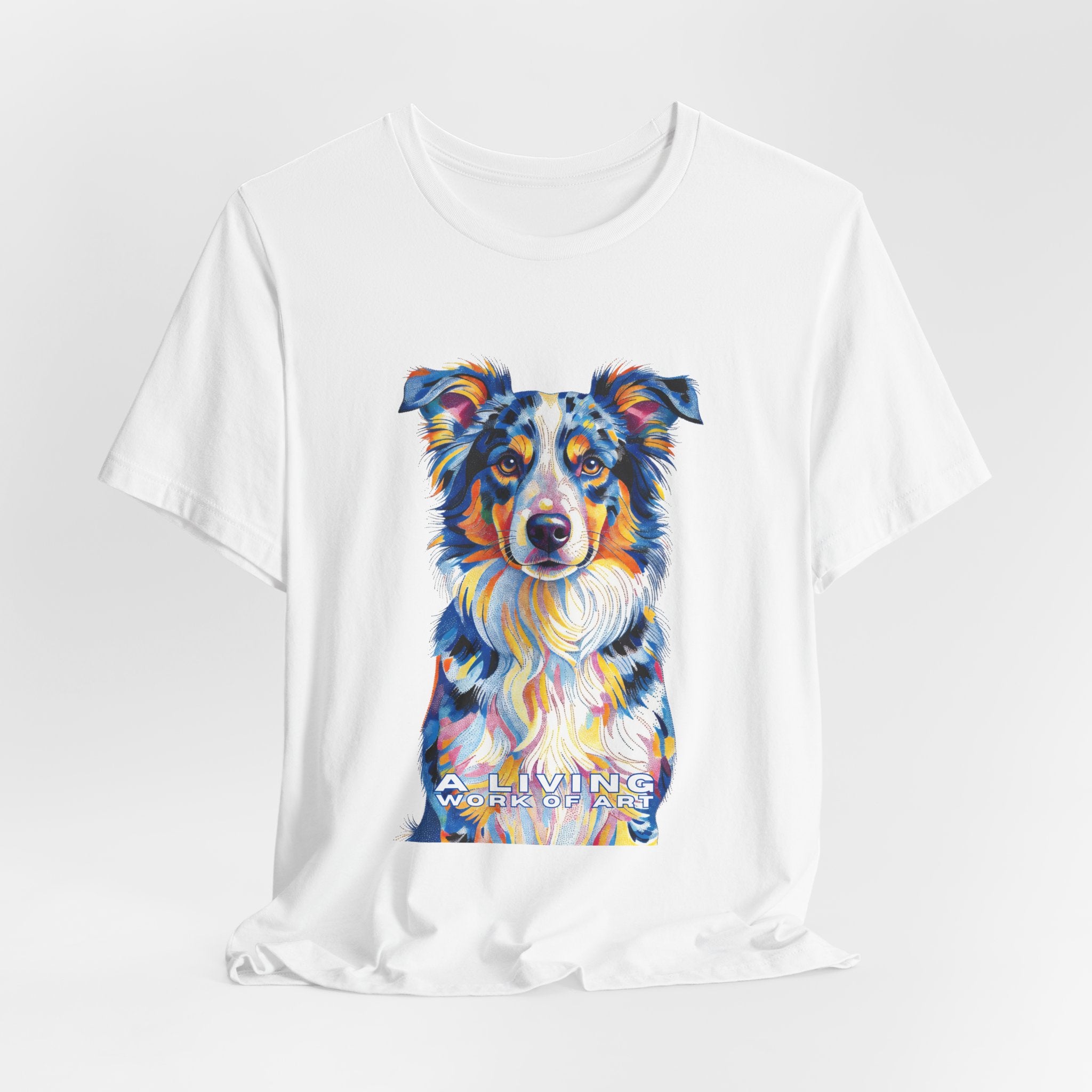 Australian Shepherd T Shirt | Living Work of Art Collection | Pointillism Style