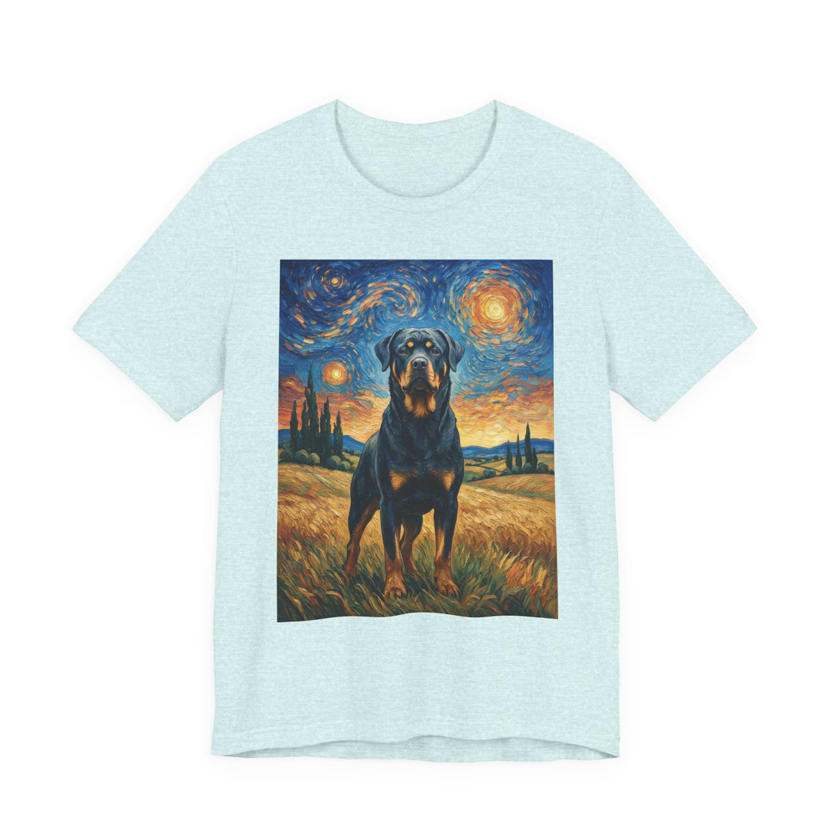 Rottweiler In A Field T Shirt | Living Work of Art Collection | Van Gogh Style