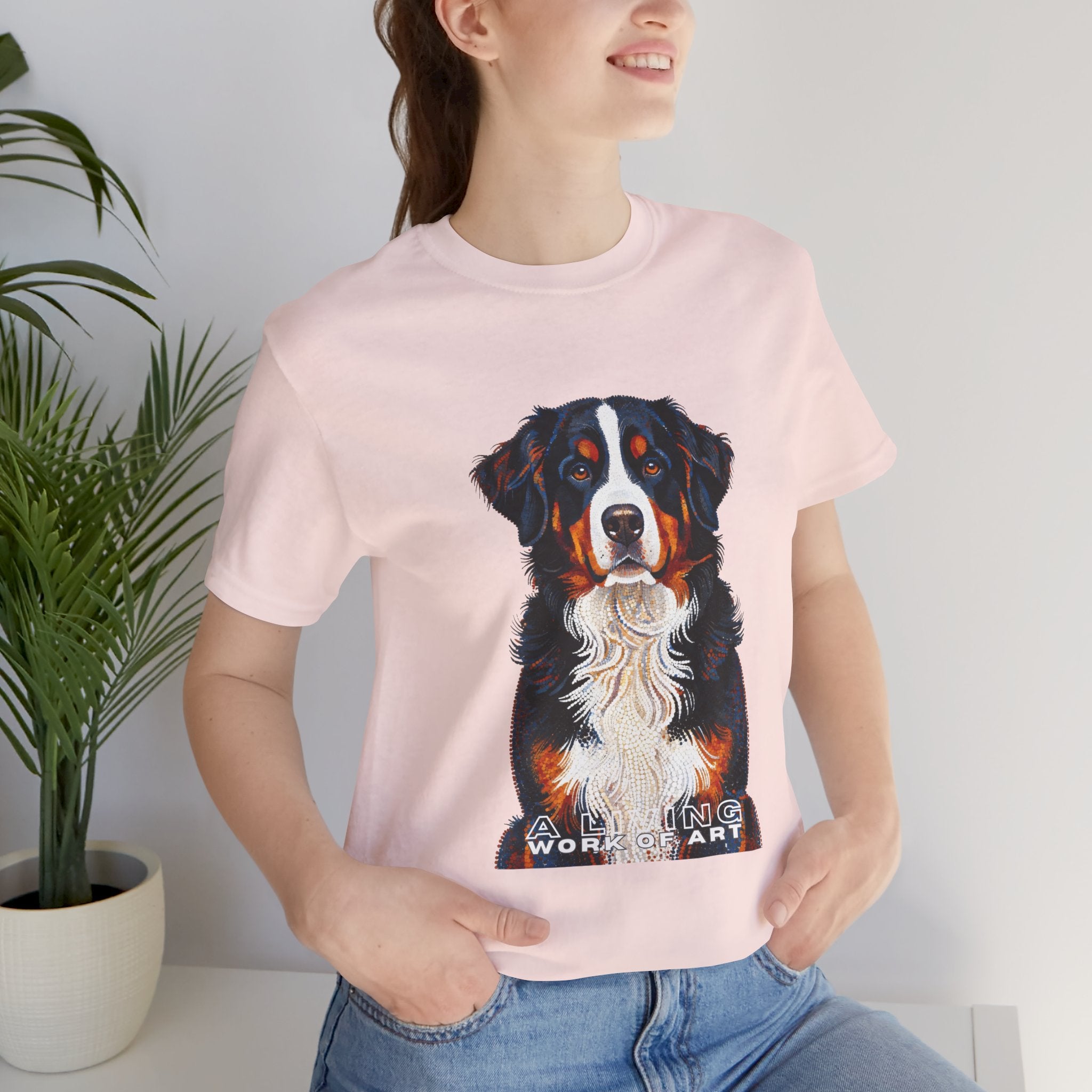 Bernese Mountain Dog T Shirt | Living Work of Art Collection | Pointillism Style